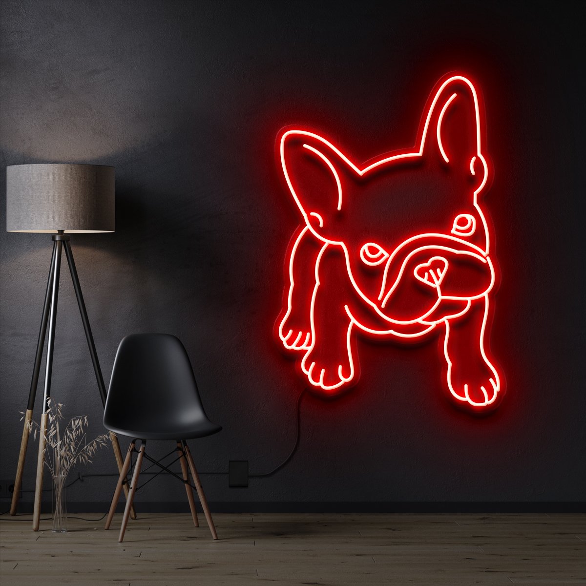 "French Bulldog Puppy" Pet Neon Sign 60cm / Red / Cut to Shape by Neon Icons