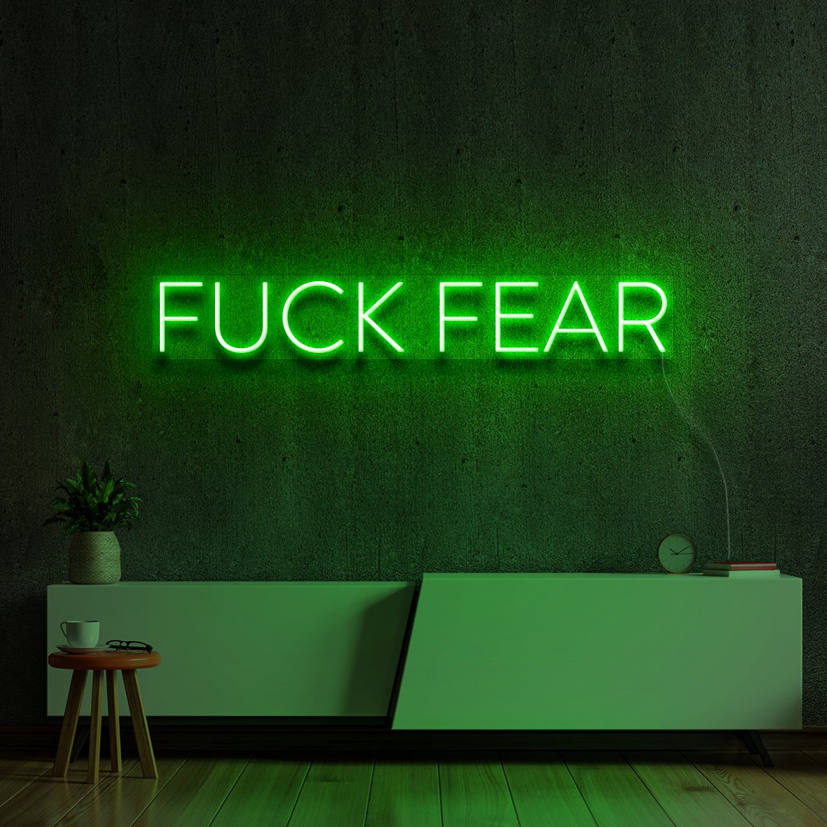 "FUCK FEAR" Neon Sign 60cm (2ft) / Green / LED Neon by Neon Icons