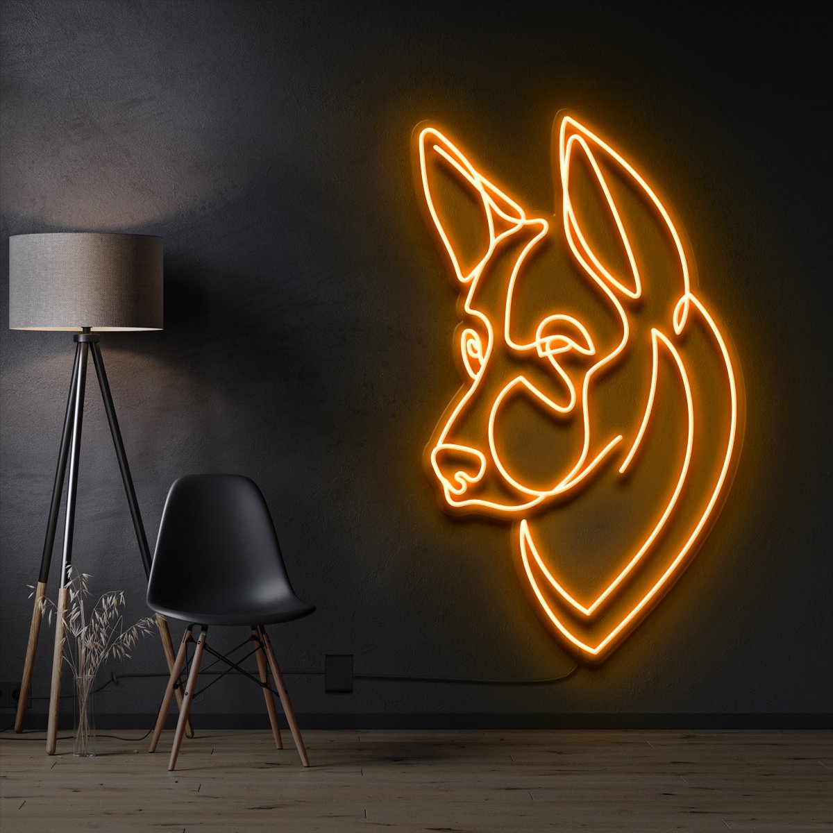 "German Shepherd" Pet Neon Sign 60cm / Orange / Cut to Shape by Neon Icons