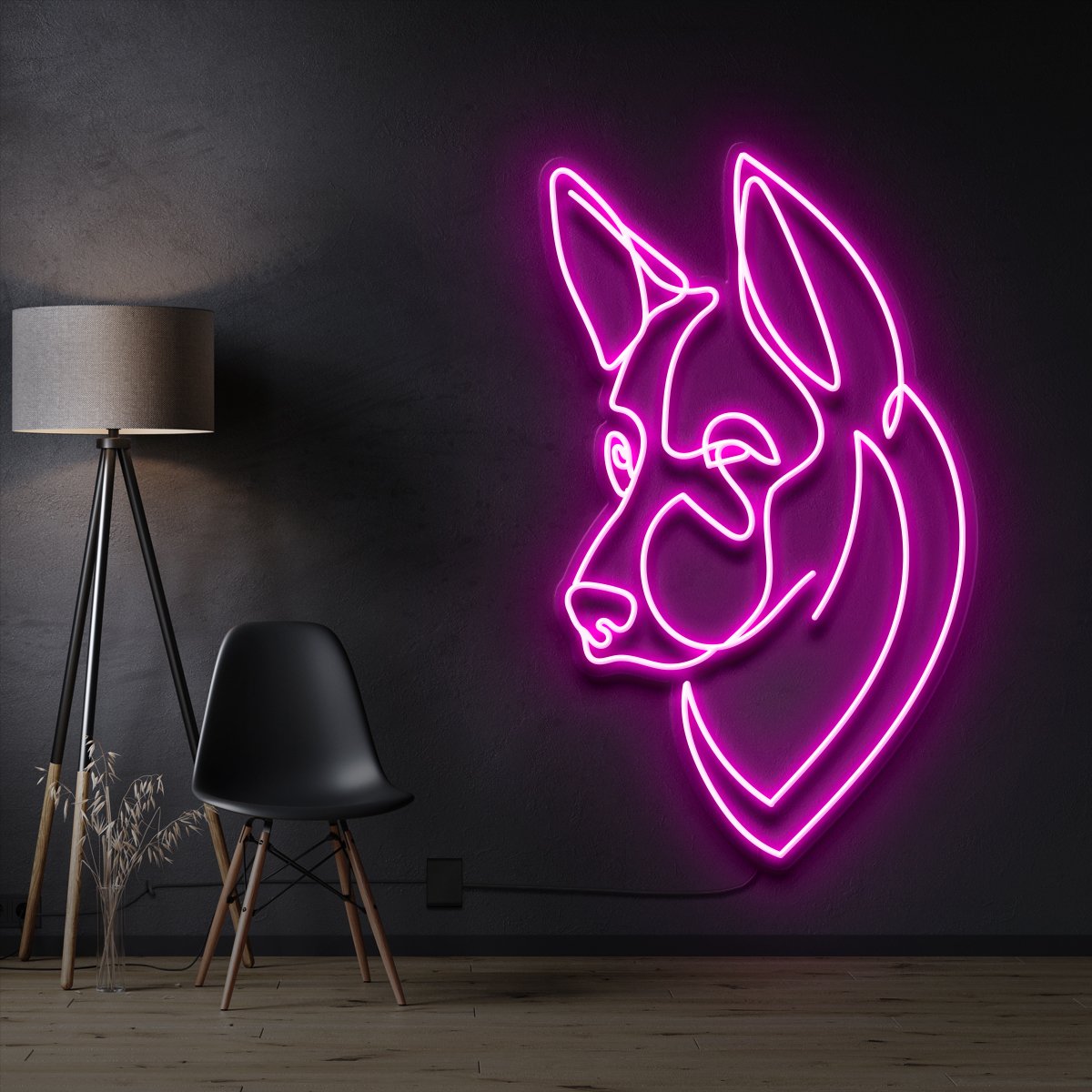 "German Shepherd" Pet Neon Sign 60cm / Pink / Cut to Shape by Neon Icons