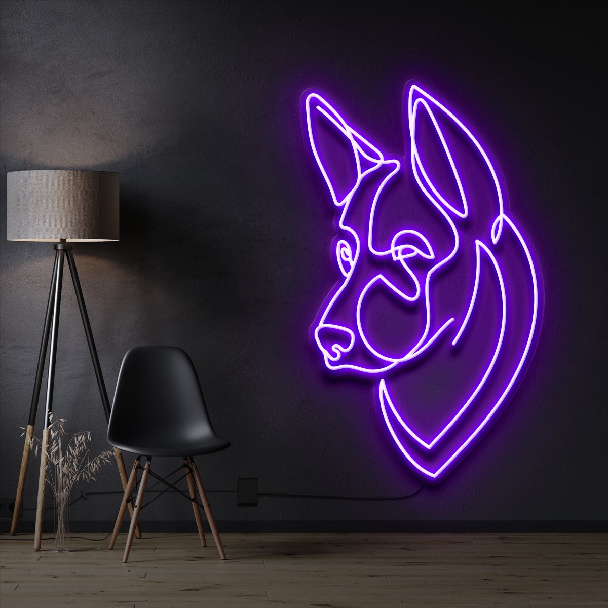 "German Shepherd" Pet Neon Sign 60cm / Purple / Cut to Shape by Neon Icons
