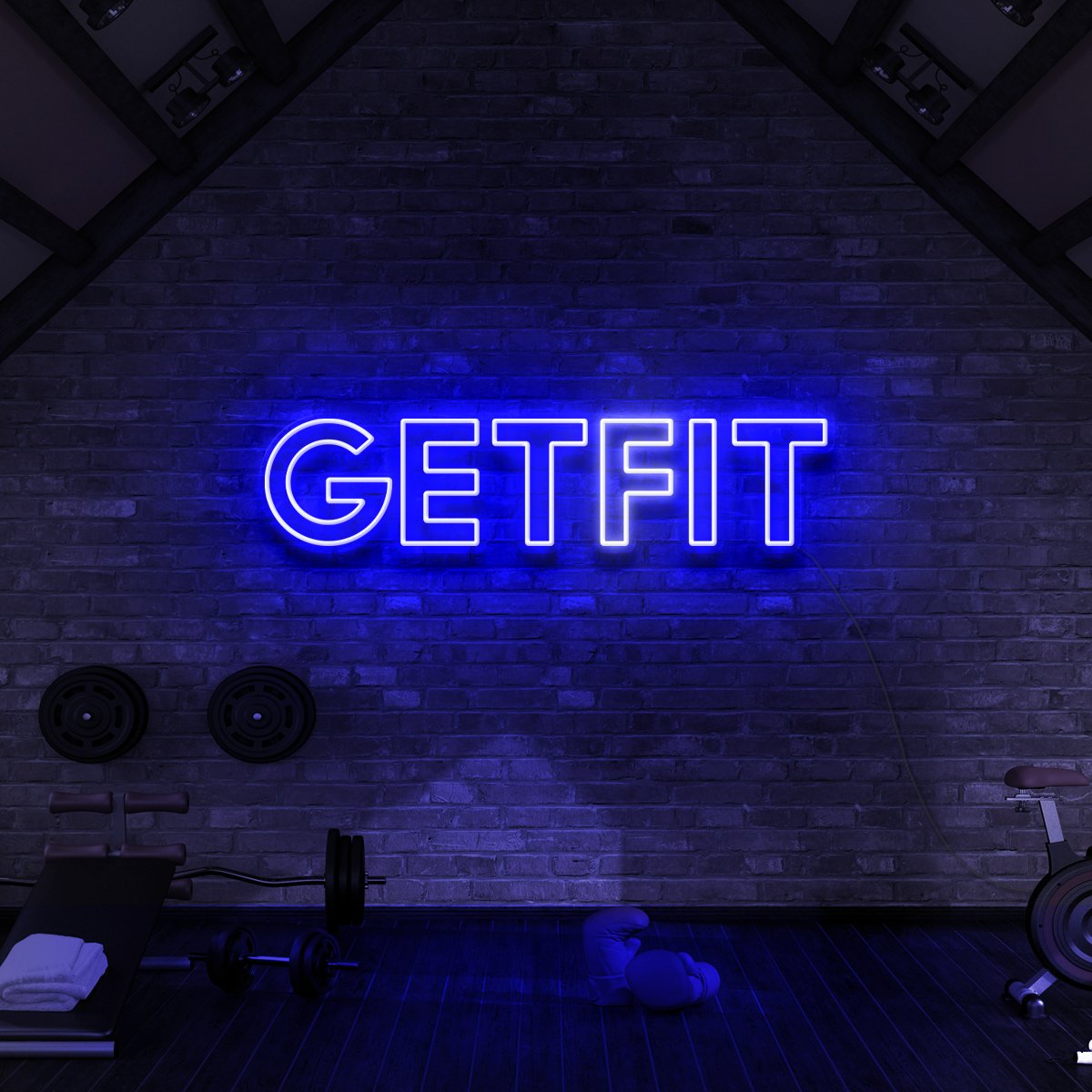 "Get Fit (Get It)" Neon Sign for Gyms & Fitness Studios 90cm (3ft) / Blue / LED Neon by Neon Icons