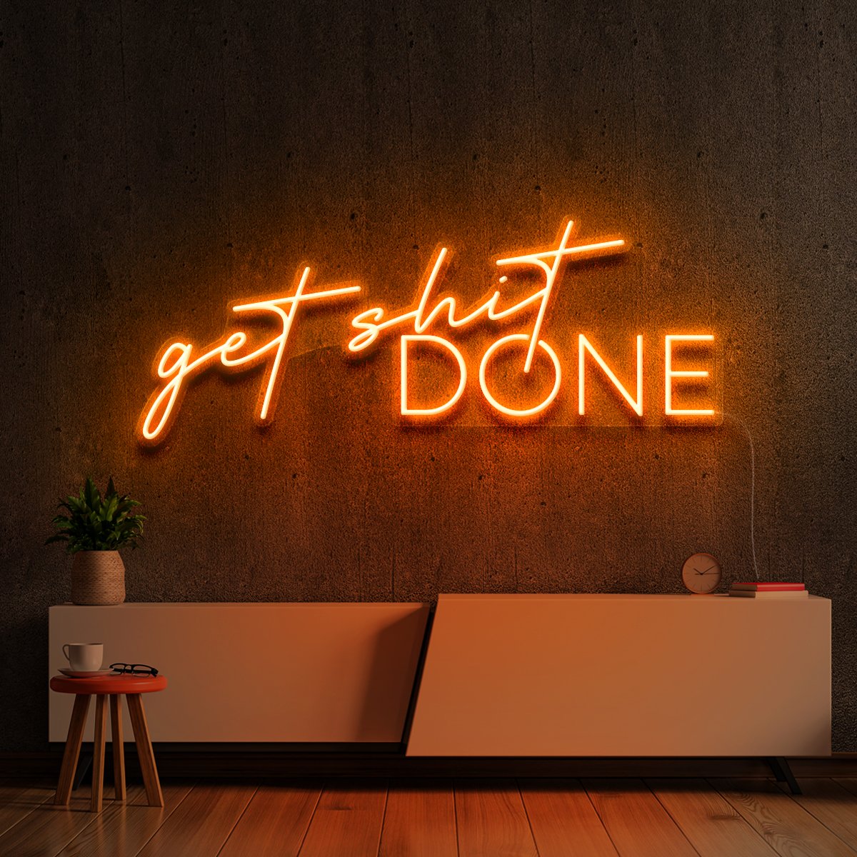 "Get Shit Done" Neon Sign 60cm (2ft) / Orange / LED Neon by Neon Icons