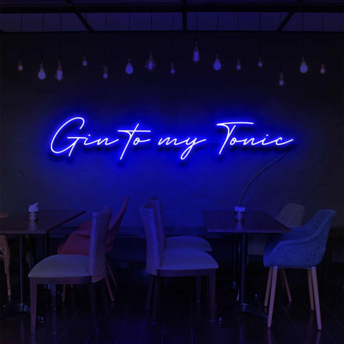 Gin to My Tonic" Neon Sign for Bars & Restaurants 90cm (3ft) / Blue / LED Neon by Neon Icons