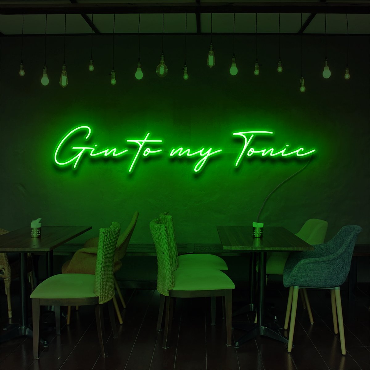 Gin to My Tonic" Neon Sign for Bars & Restaurants 90cm (3ft) / Green / LED Neon by Neon Icons
