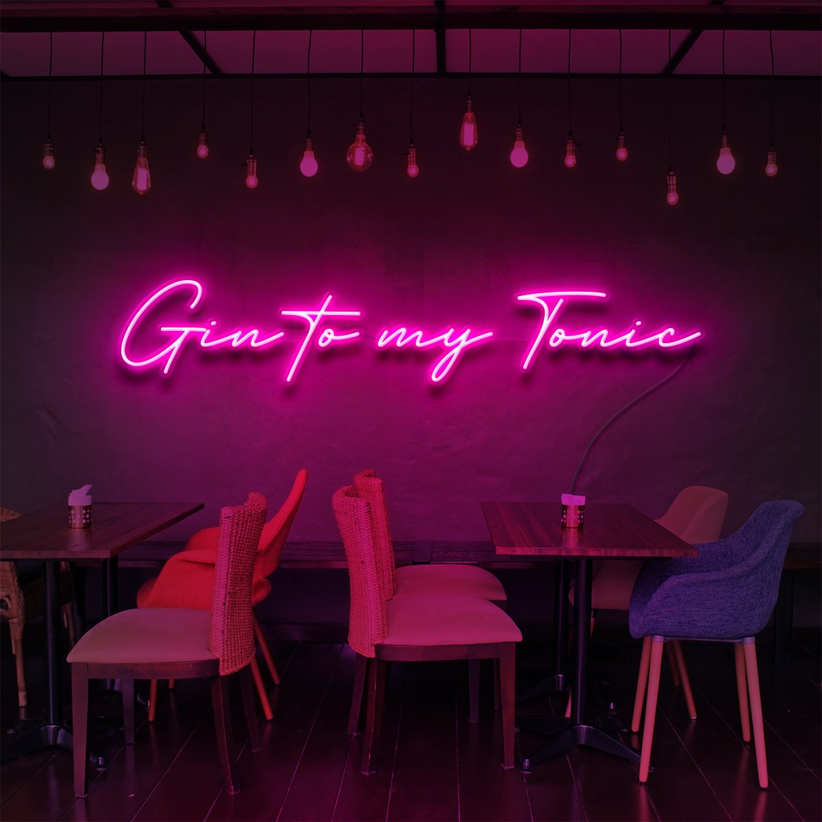 Gin to My Tonic" Neon Sign for Bars & Restaurants 90cm (3ft) / Pink / LED Neon by Neon Icons