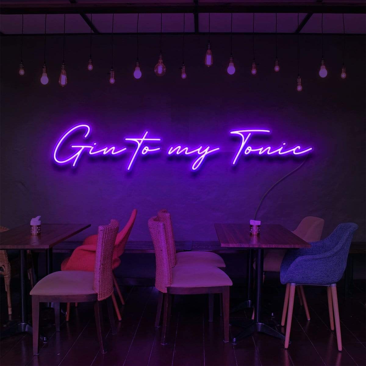 Gin to My Tonic" Neon Sign for Bars & Restaurants 90cm (3ft) / Purple / LED Neon by Neon Icons