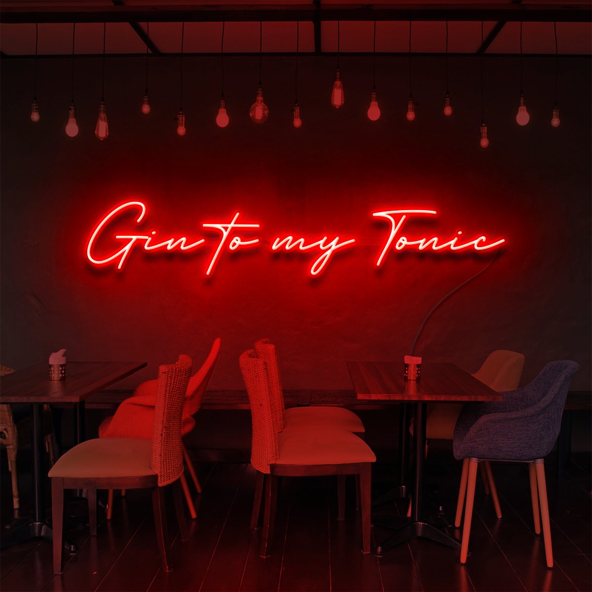 Gin to My Tonic" Neon Sign for Bars & Restaurants 90cm (3ft) / Red / LED Neon by Neon Icons