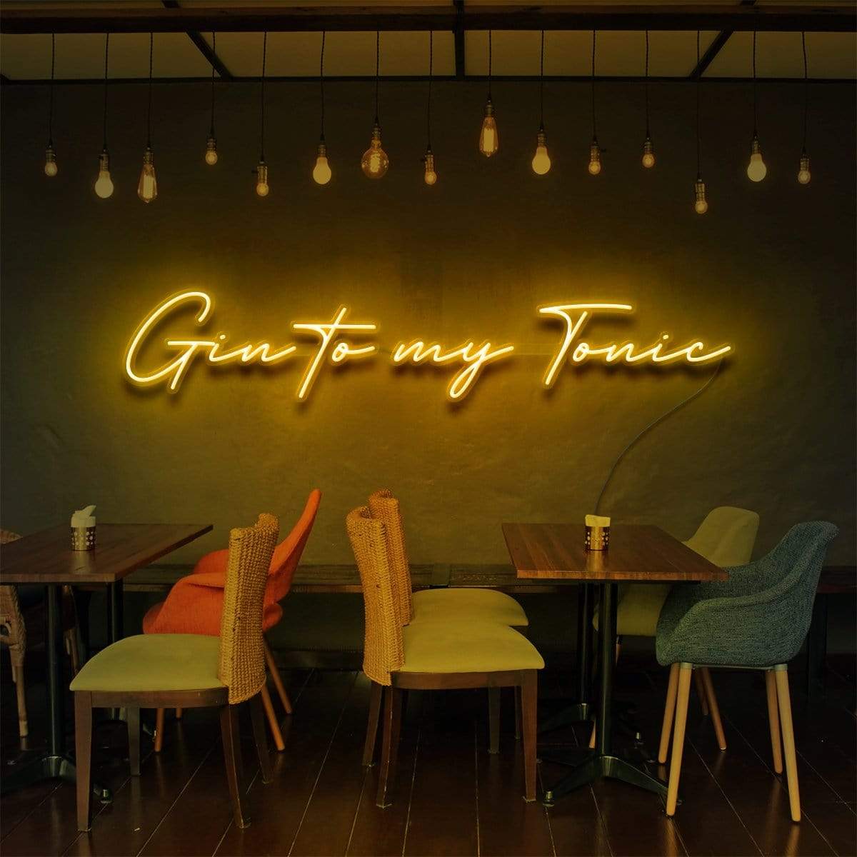 Gin to My Tonic" Neon Sign for Bars & Restaurants 90cm (3ft) / Yellow / LED Neon by Neon Icons