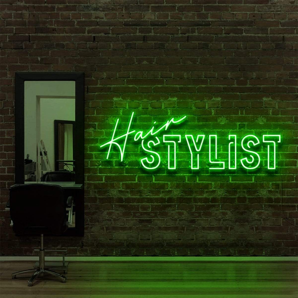 "Hair Stylist" Neon Sign for Hair Salons & Barbershops 90cm (3ft) / Green / LED Neon by Neon Icons