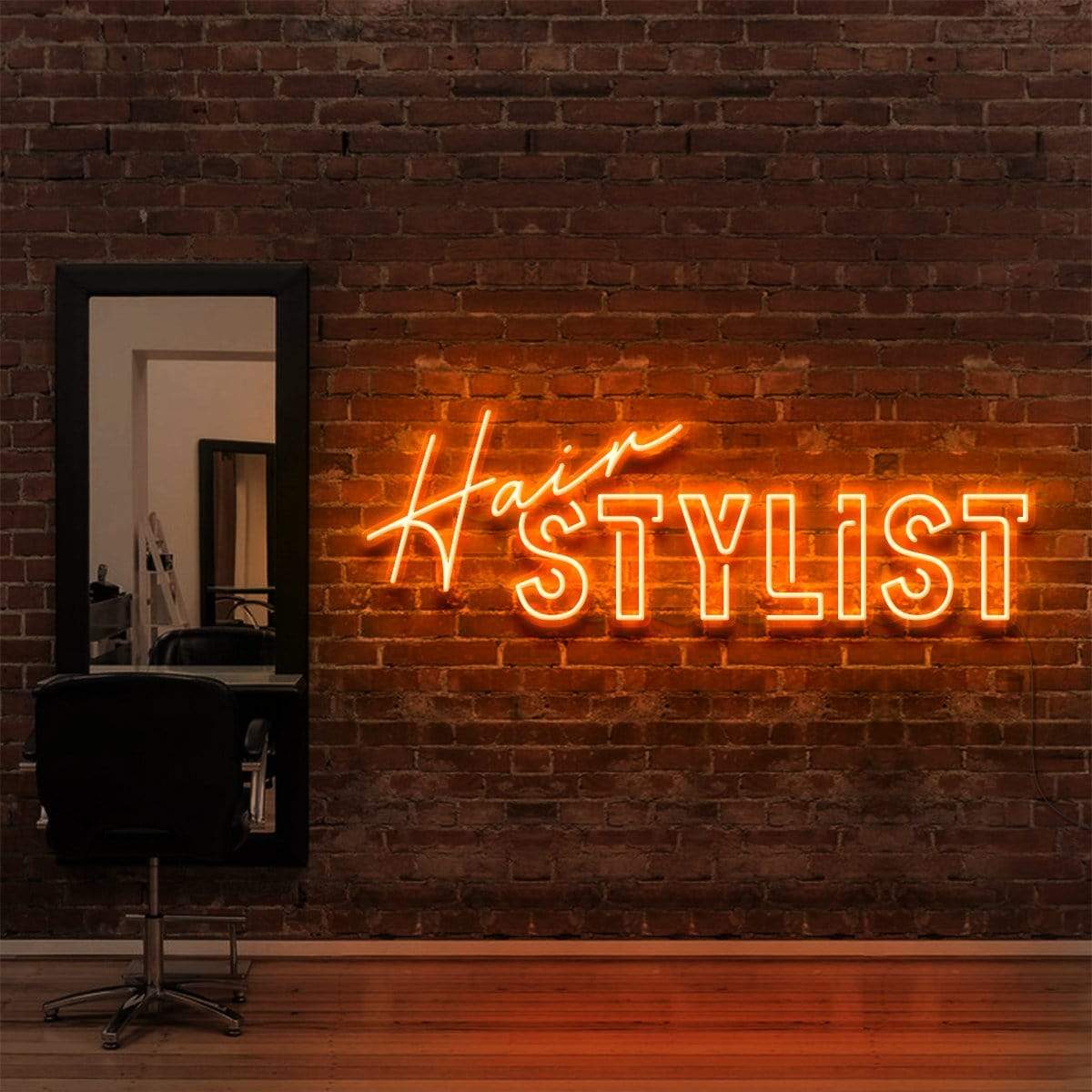"Hair Stylist" Neon Sign for Hair Salons & Barbershops 90cm (3ft) / Orange / LED Neon by Neon Icons