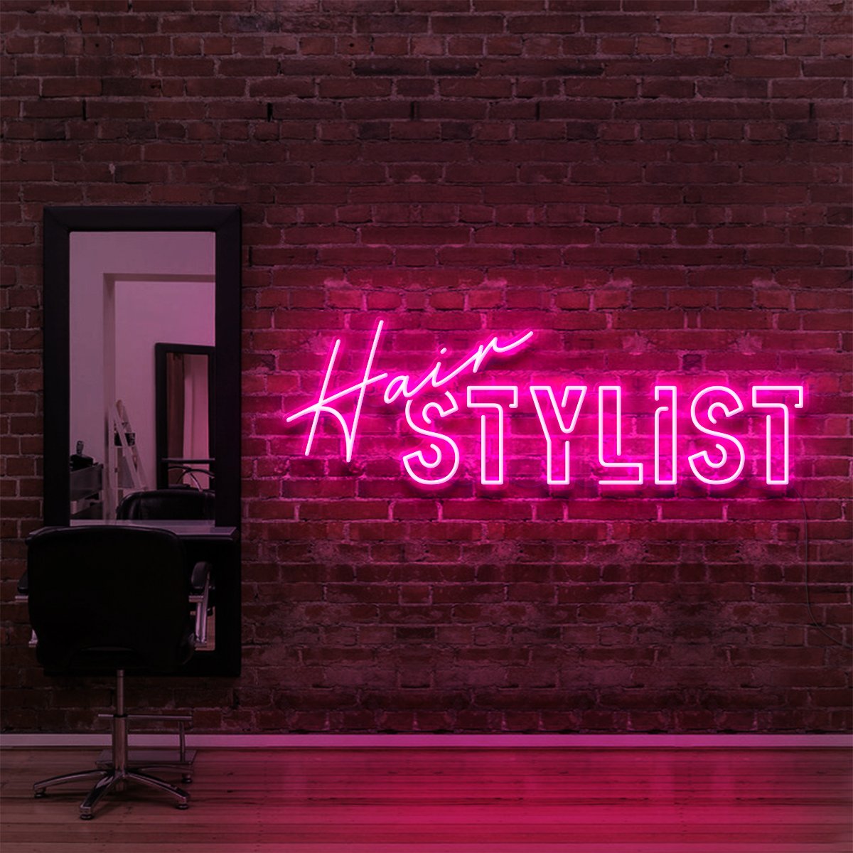 "Hair Stylist" Neon Sign for Hair Salons & Barbershops 90cm (3ft) / Pink / LED Neon by Neon Icons