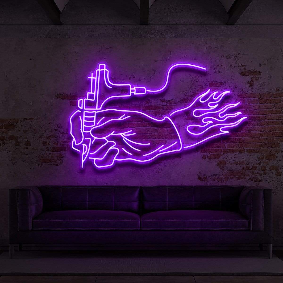 "Hand of an Artist" Neon Sign for Tattoo Parlours 180cm (6ft) / Purple / LED Neon by Neon Icons