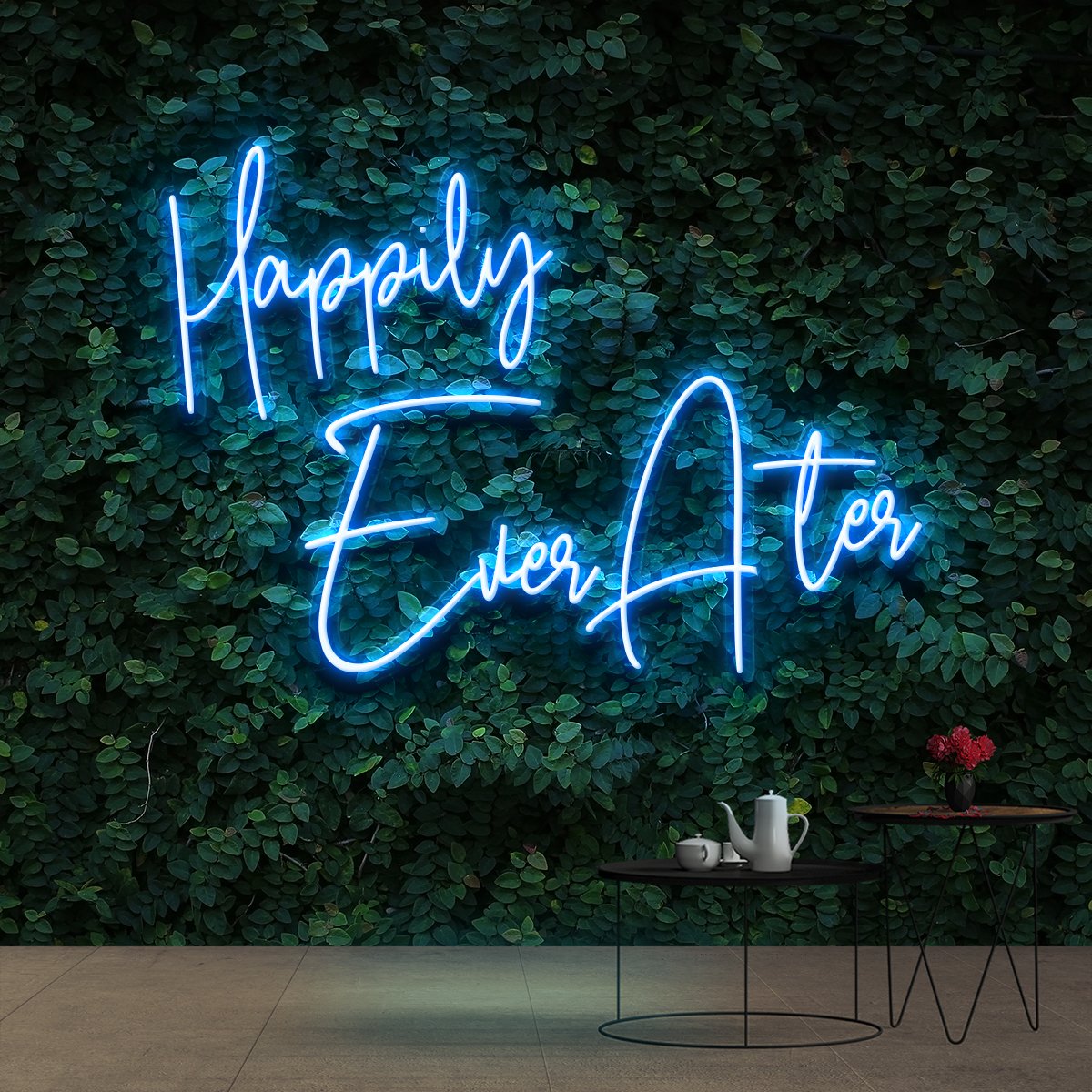 "Happily Ever After" Neon Sign 90cm (3ft) / Ice Blue / Cut to Shape by Neon Icons