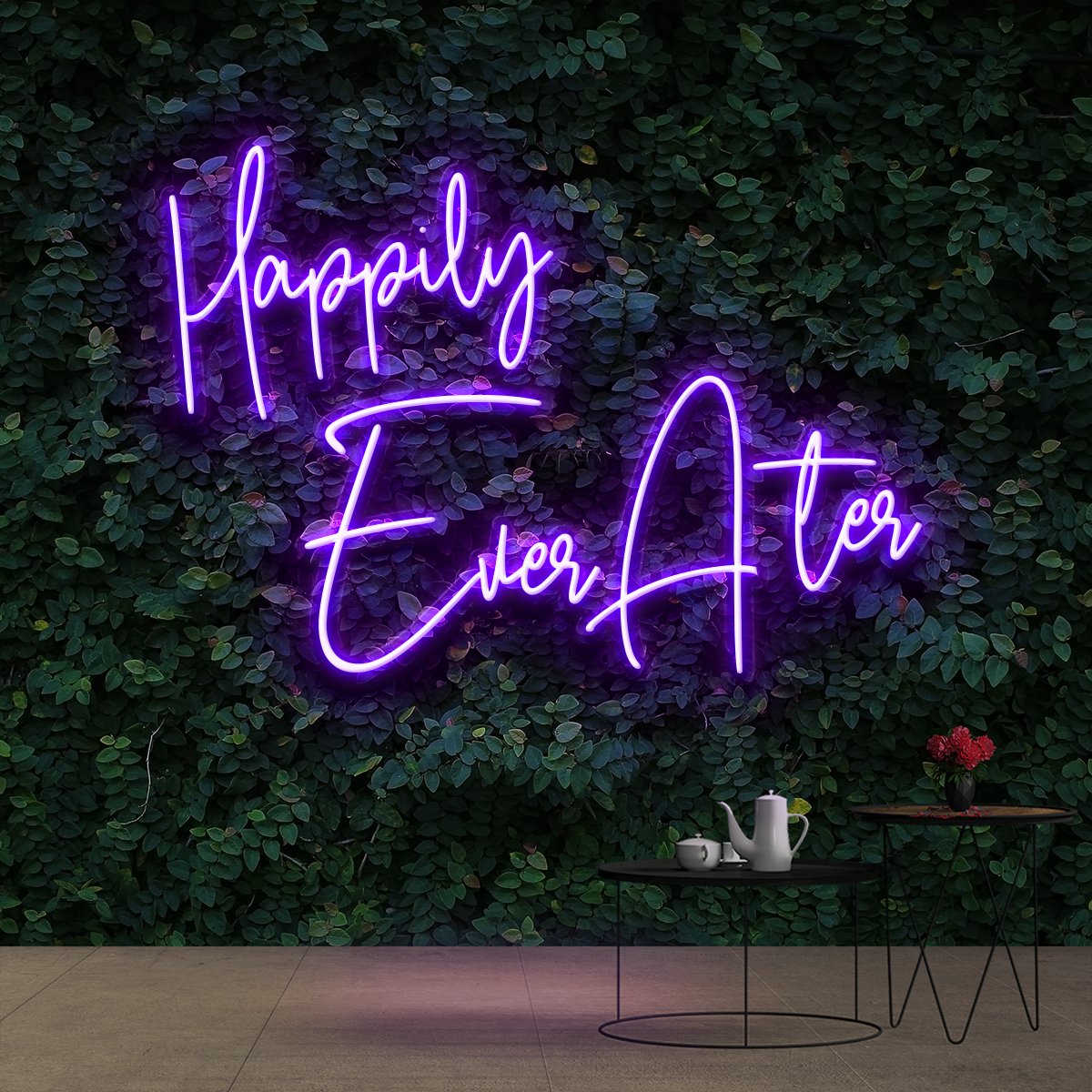 "Happily Ever After" Neon Sign 90cm (3ft) / Purple / Cut to Shape by Neon Icons