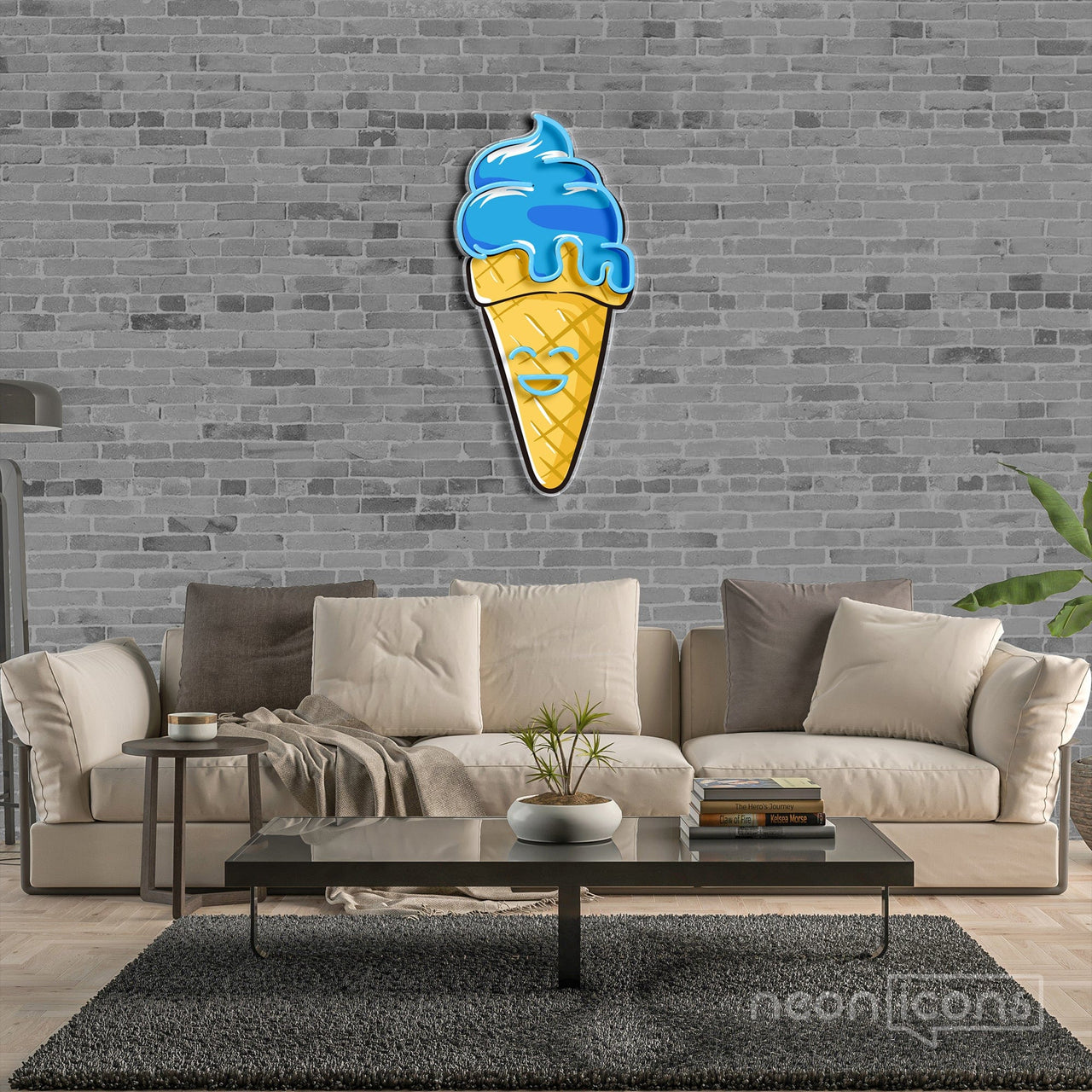 "Happycream Cone V1" Neon x Acrylic Artwork by Neon Icons