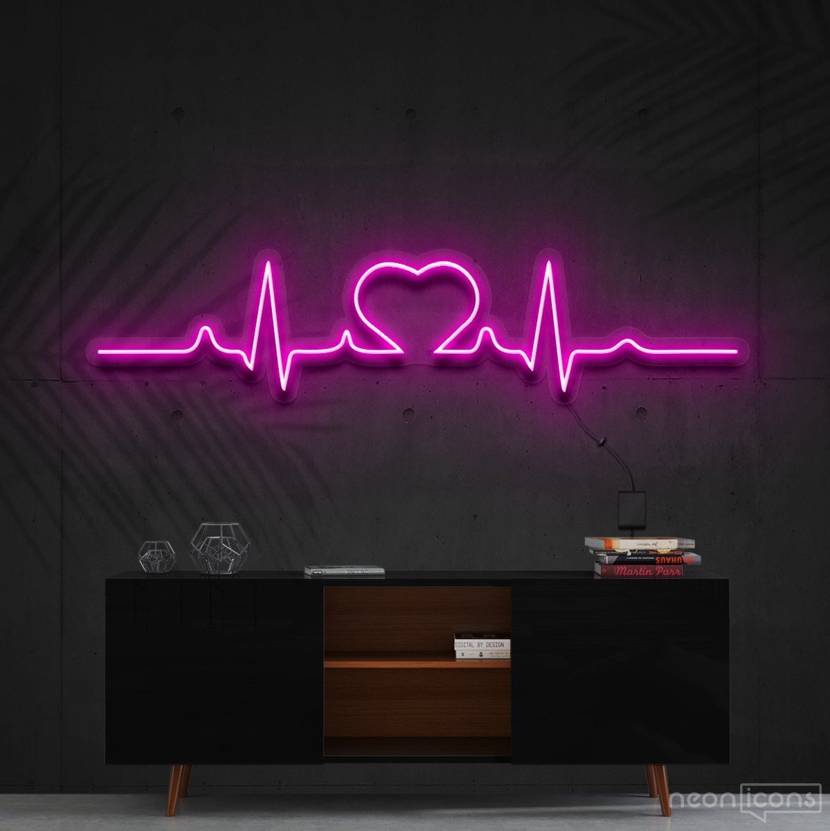 "Heartbeat" Neon Sign 60cm (2ft) / Pink / Cut to Shape by Neon Icons