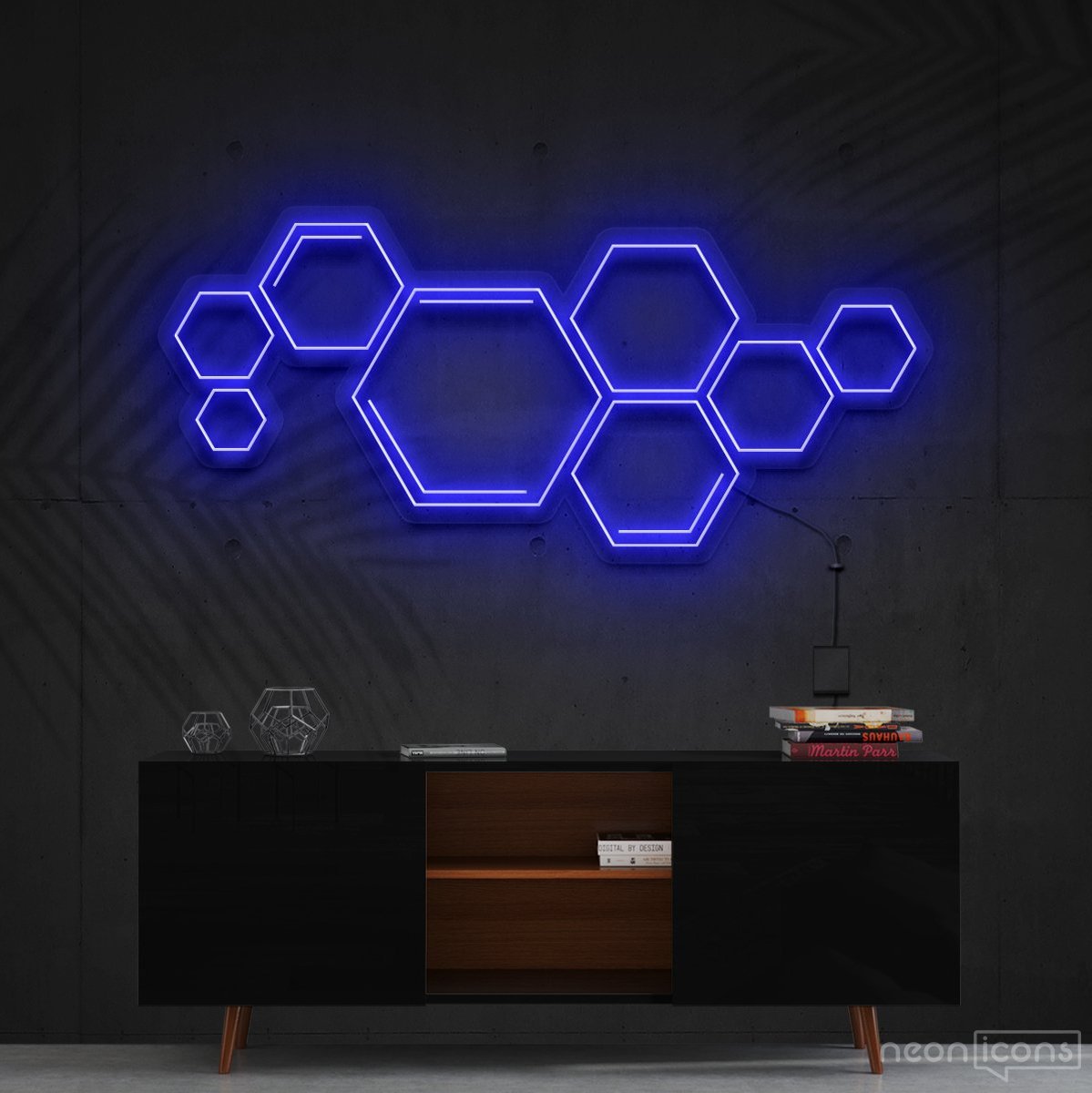 "Honeycomb" Neon Sign 60cm (2ft) / Blue / Cut to Shape by Neon Icons