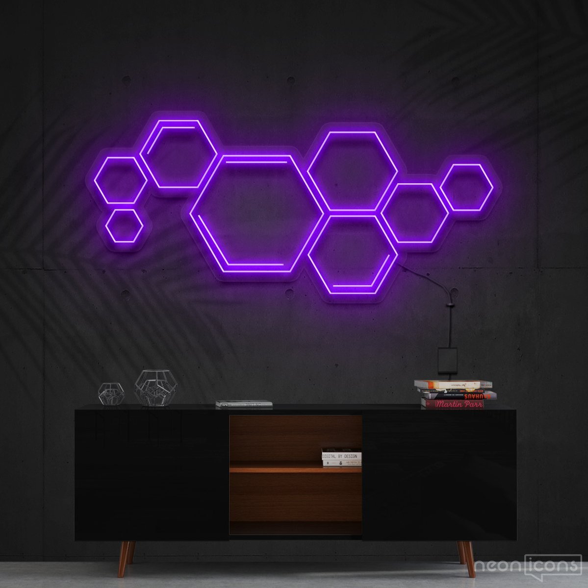 "Honeycomb" Neon Sign 60cm (2ft) / Purple / Cut to Shape by Neon Icons