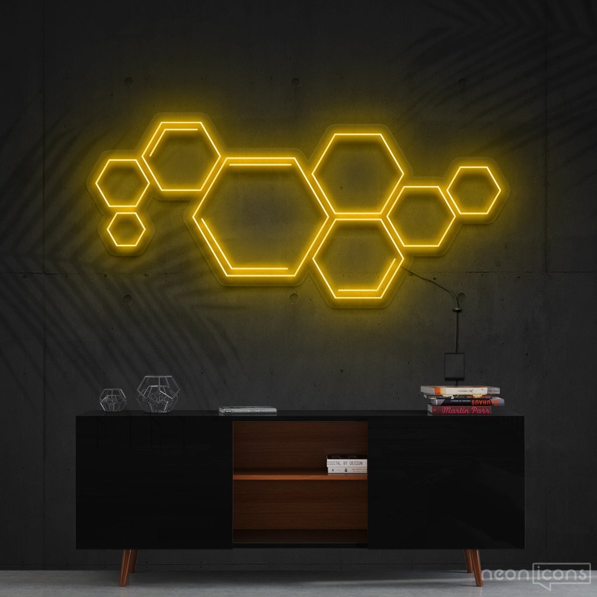 "Honeycomb" Neon Sign 60cm (2ft) / Yellow / Cut to Shape by Neon Icons