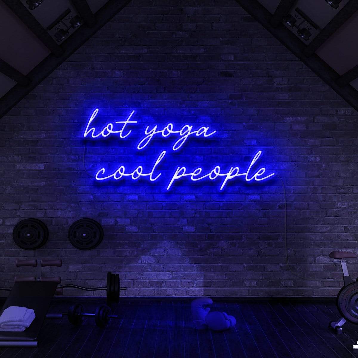 "Hot Yoga Cool People" Neon Sign for Gyms & Fitness Studios 90cm (3ft) / Blue / LED Neon by Neon Icons