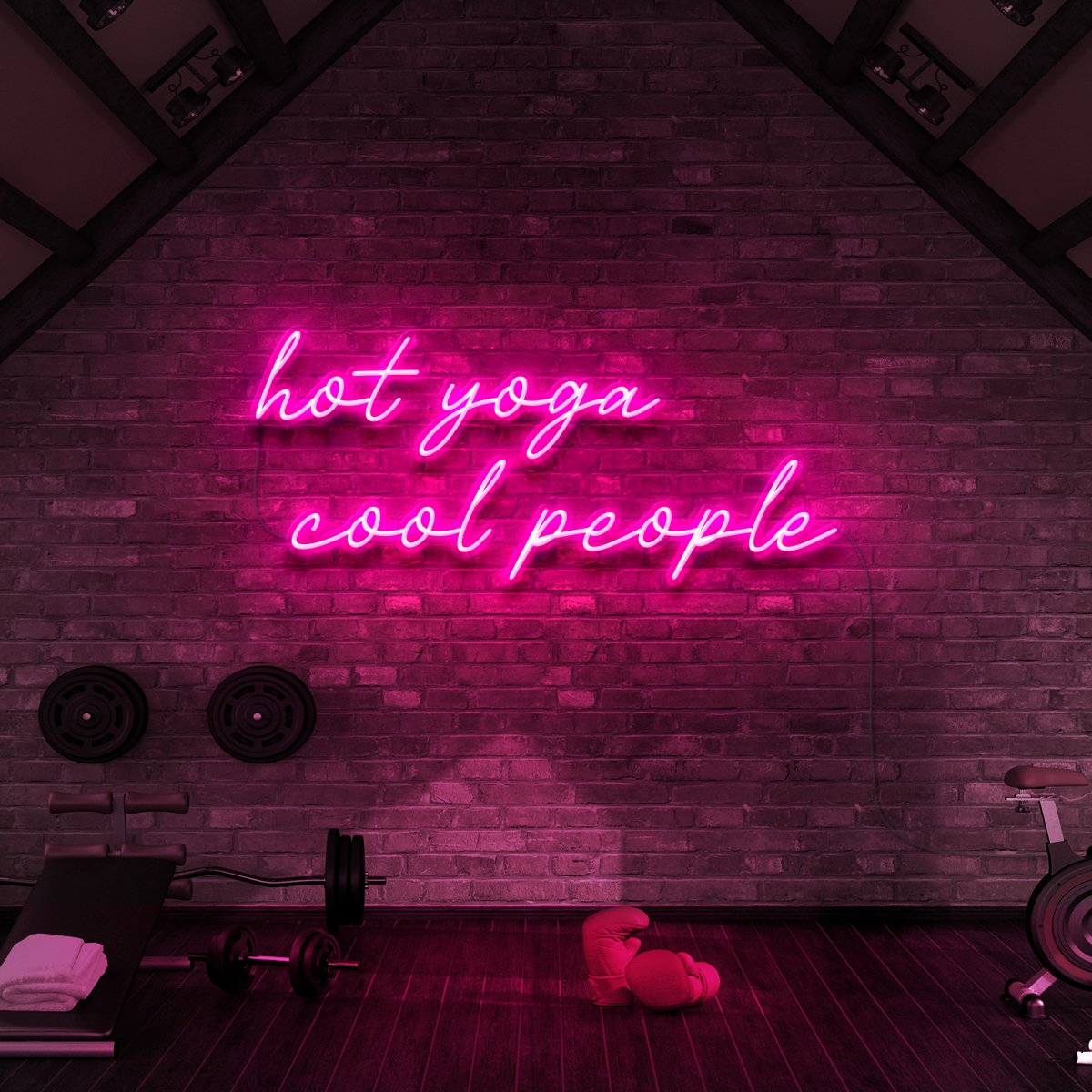 "Hot Yoga Cool People" Neon Sign for Gyms & Fitness Studios 90cm (3ft) / Pink / LED Neon by Neon Icons