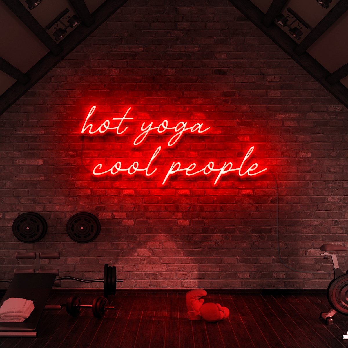 "Hot Yoga Cool People" Neon Sign for Gyms & Fitness Studios 90cm (3ft) / Red / LED Neon by Neon Icons
