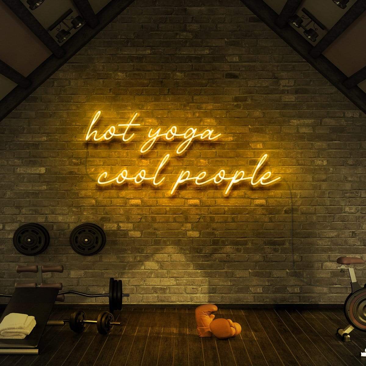 "Hot Yoga Cool People" Neon Sign for Gyms & Fitness Studios 90cm (3ft) / Yellow / LED Neon by Neon Icons