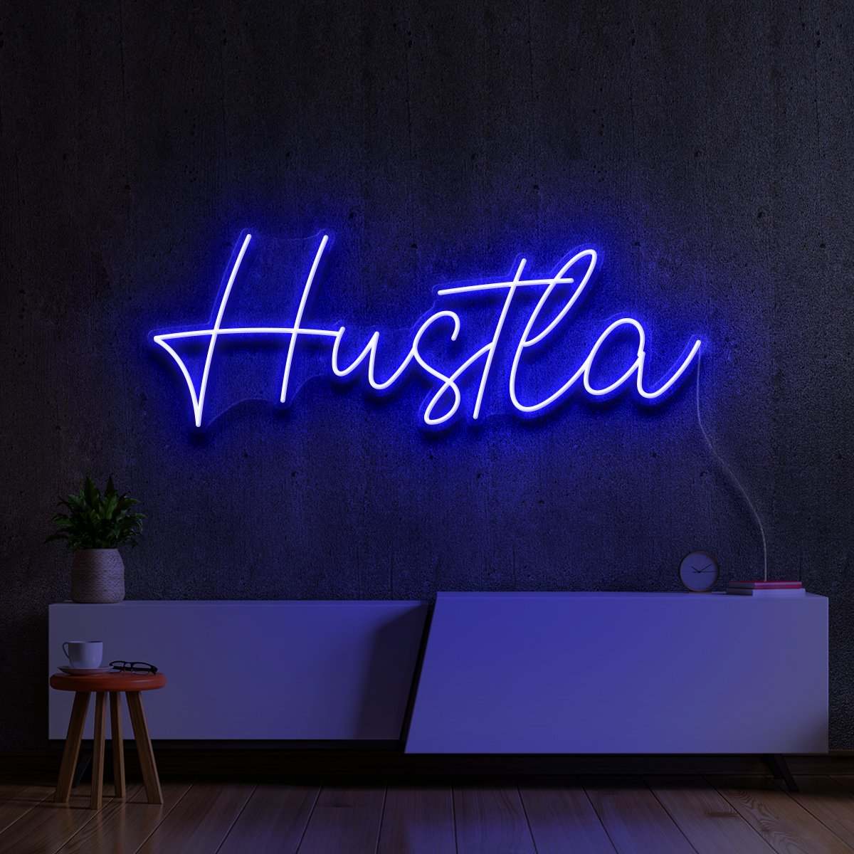 "Hustla" Neon Sign 60cm (2ft) / Blue / LED Neon by Neon Icons