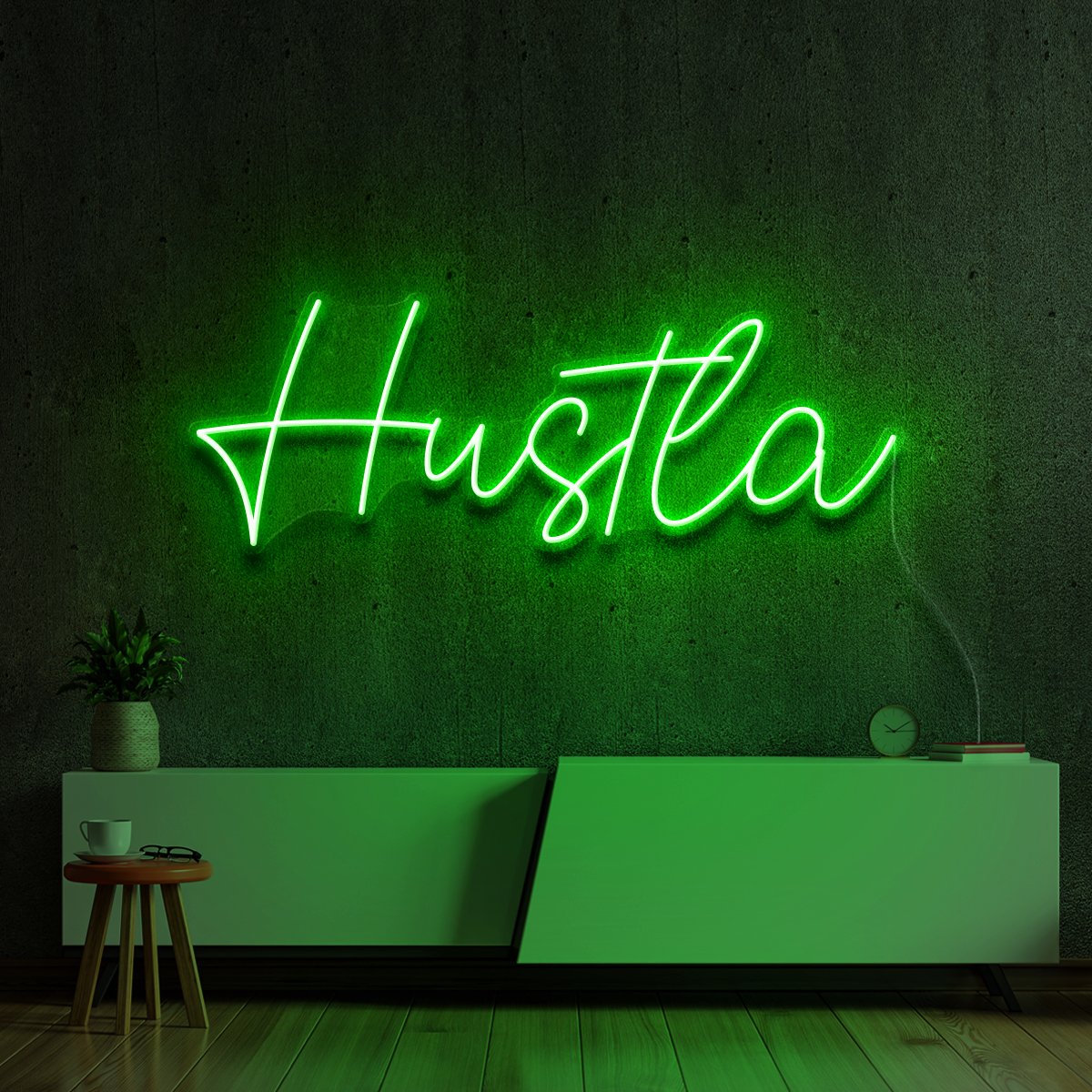 "Hustla" Neon Sign 60cm (2ft) / Green / LED Neon by Neon Icons
