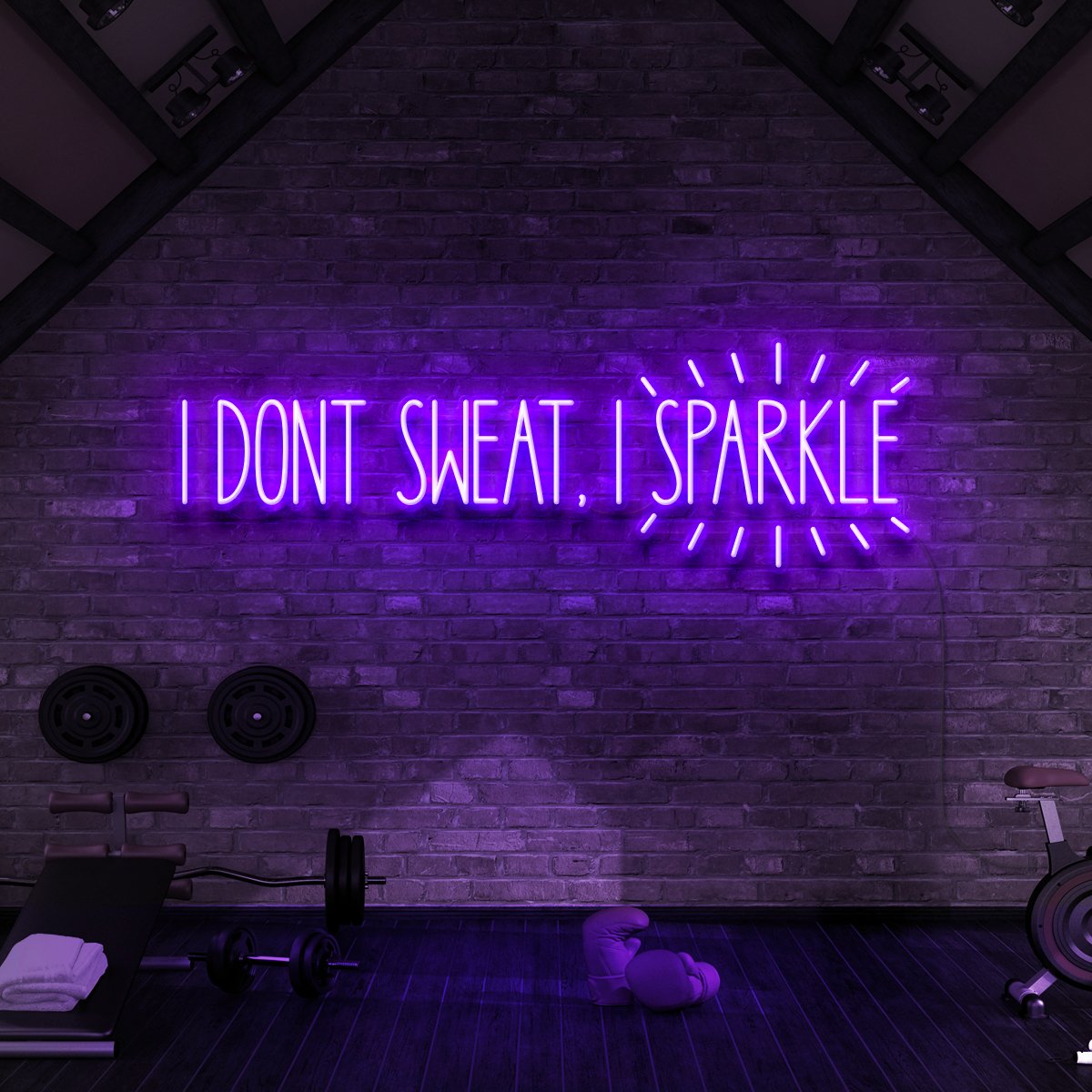 "I Don't Sweat, I Sparkle" Neon Sign for Gyms & Fitness Studios 90cm (3ft) / Purple / LED Neon by Neon Icons