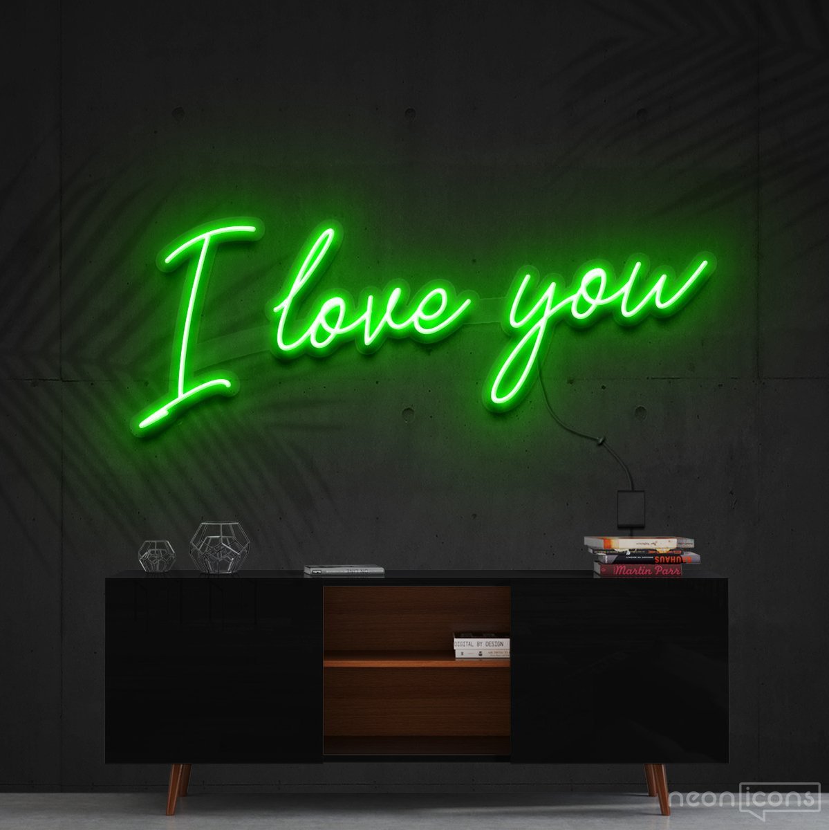 "I Love You" Neon Sign 60cm (2ft) / Green / Cut to Shape by Neon Icons