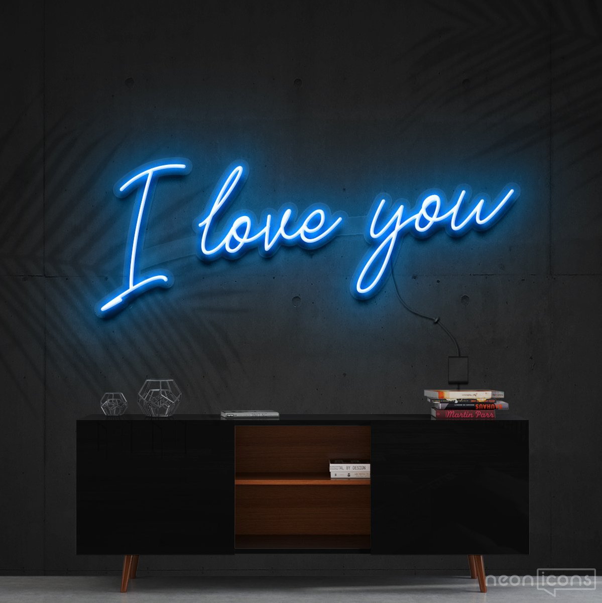 "I Love You" Neon Sign 60cm (2ft) / Ice Blue / Cut to Shape by Neon Icons