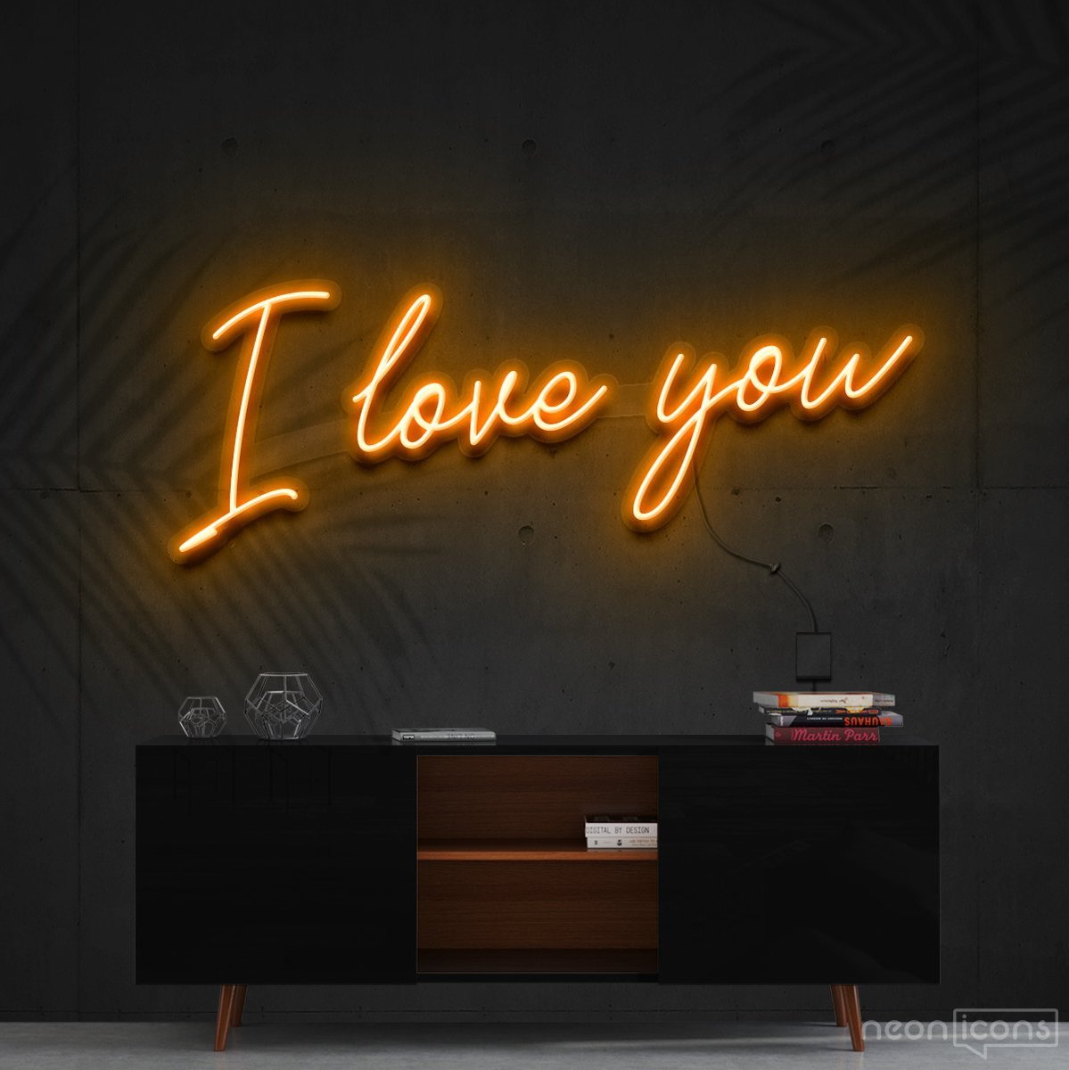 "I Love You" Neon Sign 60cm (2ft) / Orange / Cut to Shape by Neon Icons