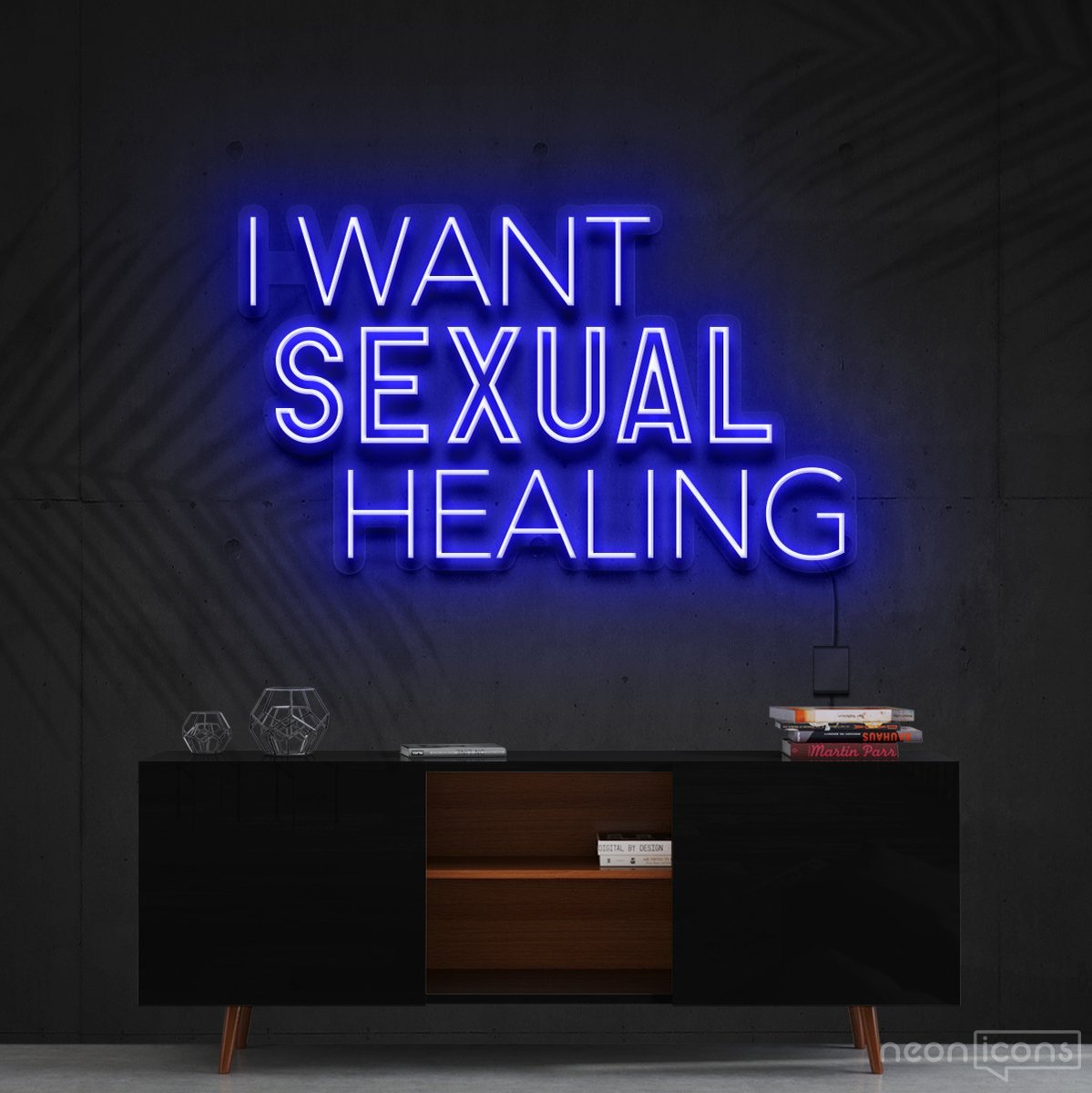 "I Want Sexual Healing" Neon Sign 60cm (2ft) / Blue / Cut to Shape by Neon Icons