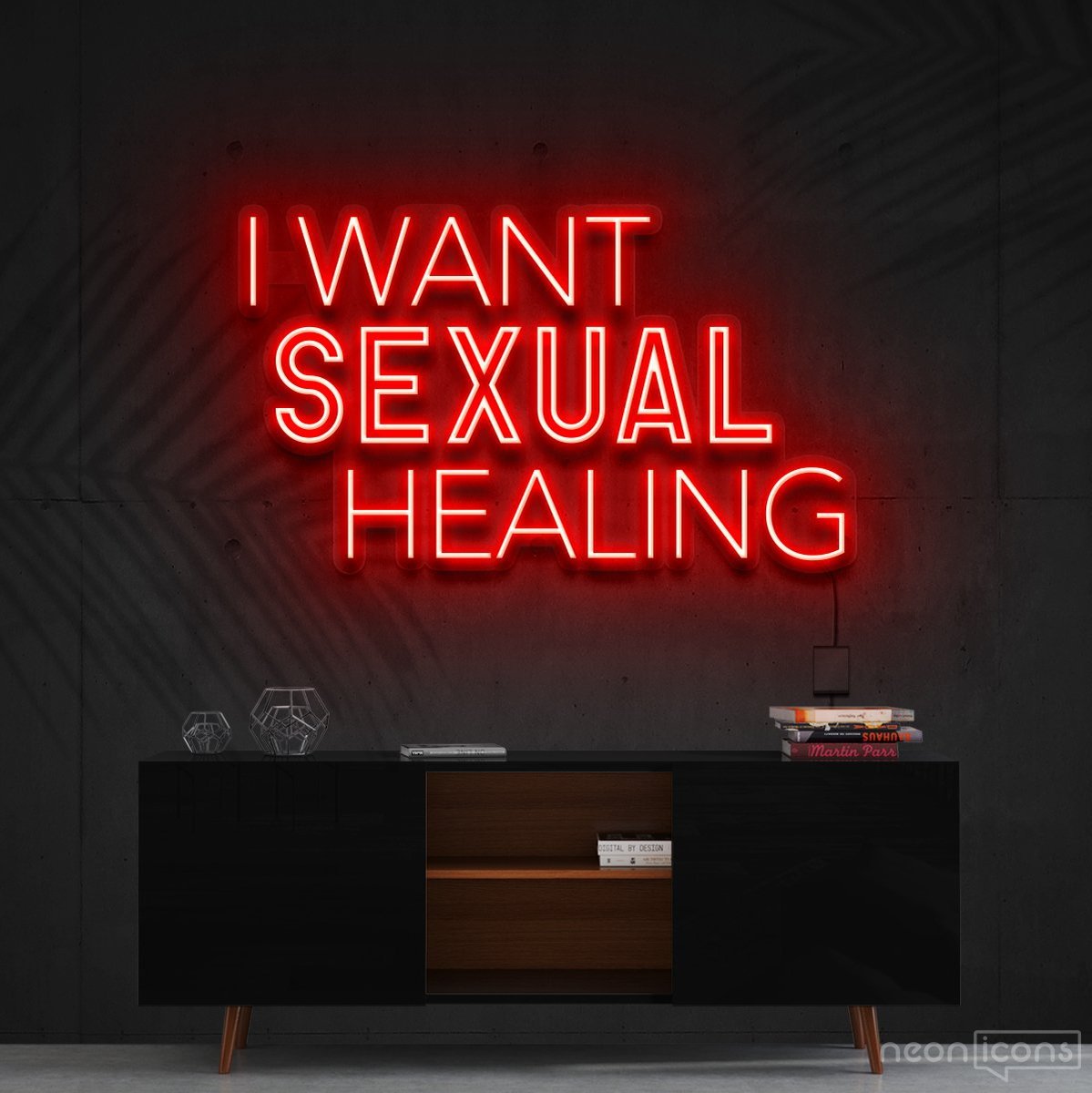 "I Want Sexual Healing" Neon Sign 60cm (2ft) / Red / Cut to Shape by Neon Icons