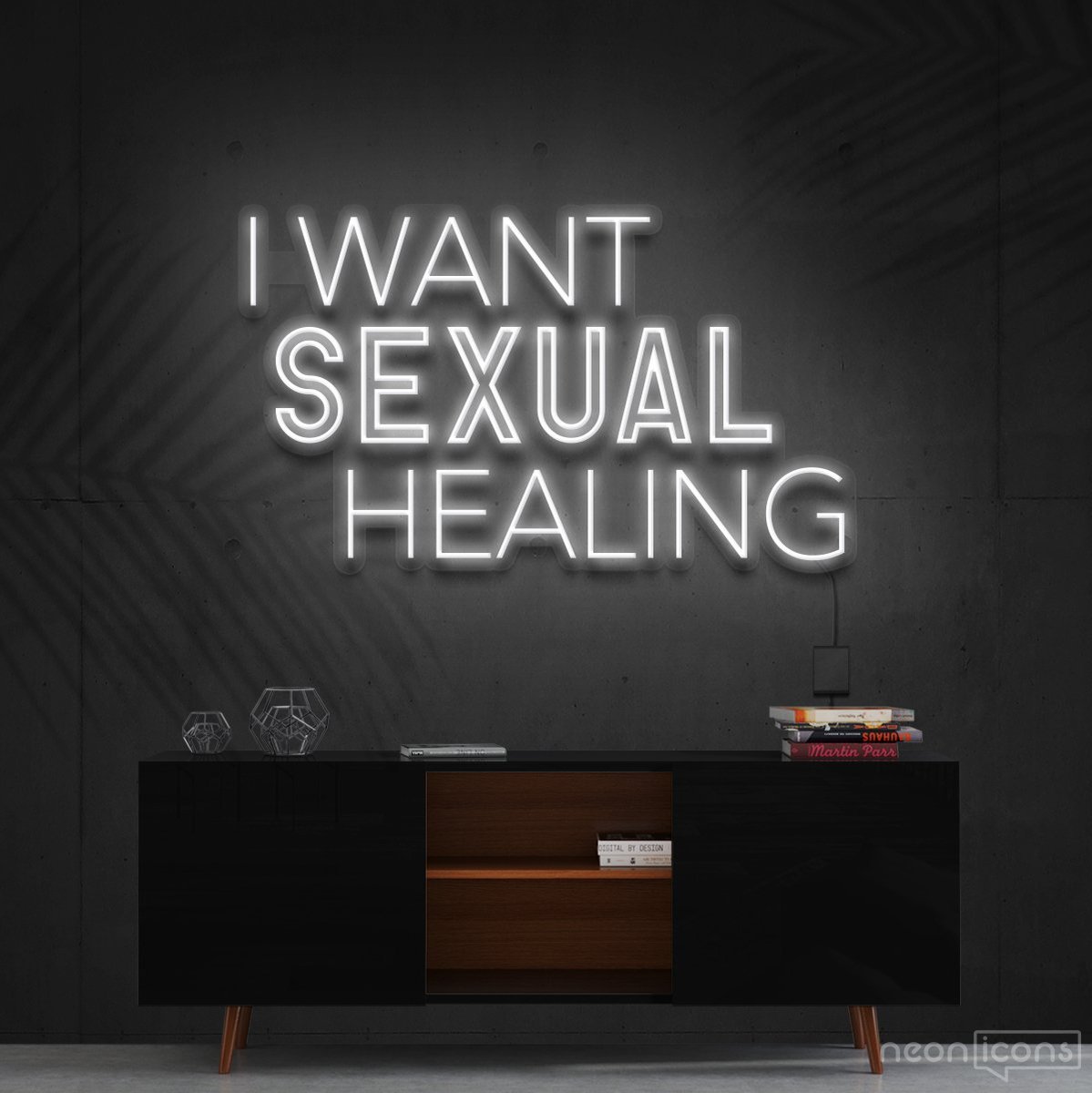 "I Want Sexual Healing" Neon Sign 60cm (2ft) / White / Cut to Shape by Neon Icons