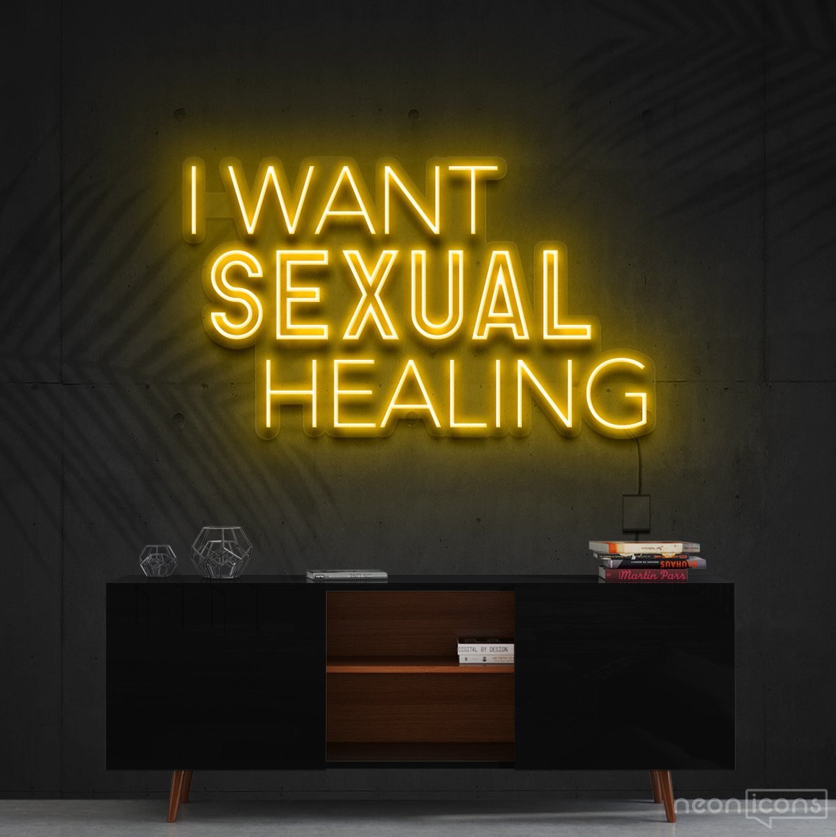 "I Want Sexual Healing" Neon Sign 60cm (2ft) / Yellow / Cut to Shape by Neon Icons