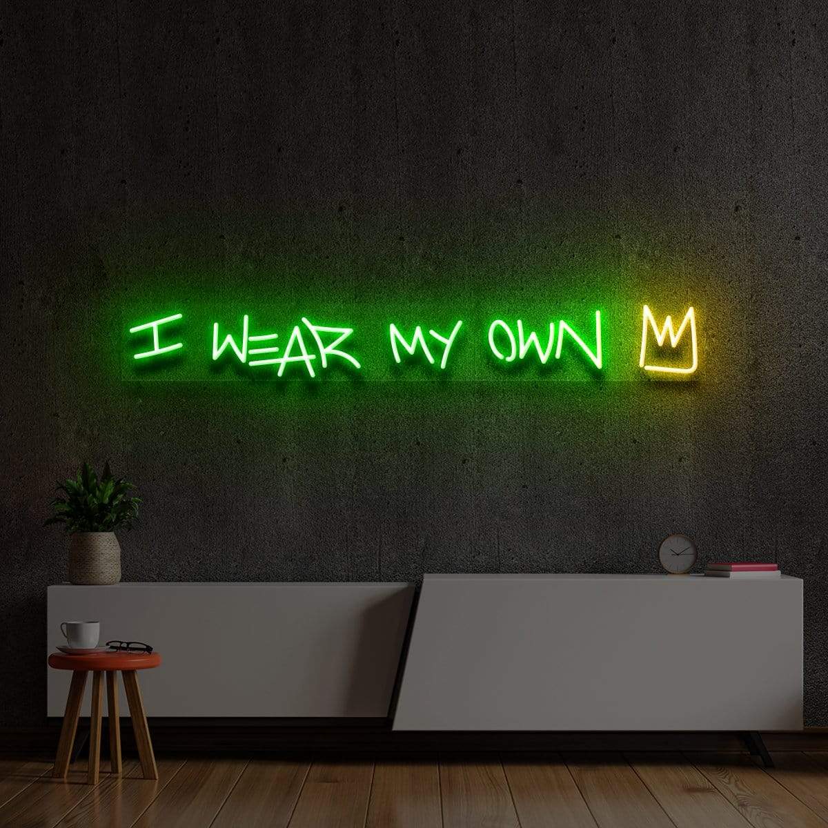 "I Wear My Own Crown" Multicolour Neon Sign 90cm (3ft) / Green / LED Neon by Neon Icons