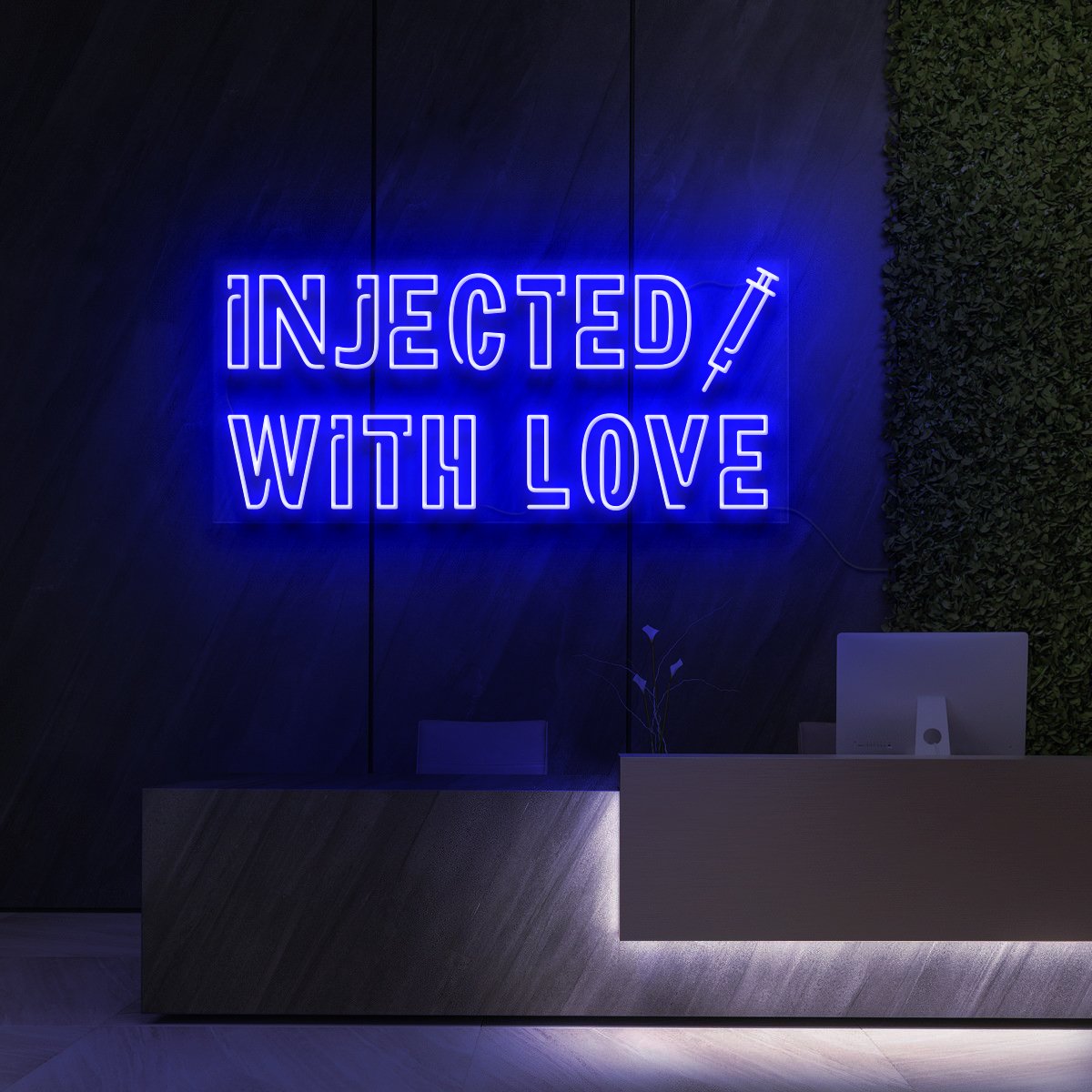 "Injected With Love" Neon Sign for Beauty Salons & Cosmetic Studios 90cm (3ft) / Blue / LED Neon by Neon Icons