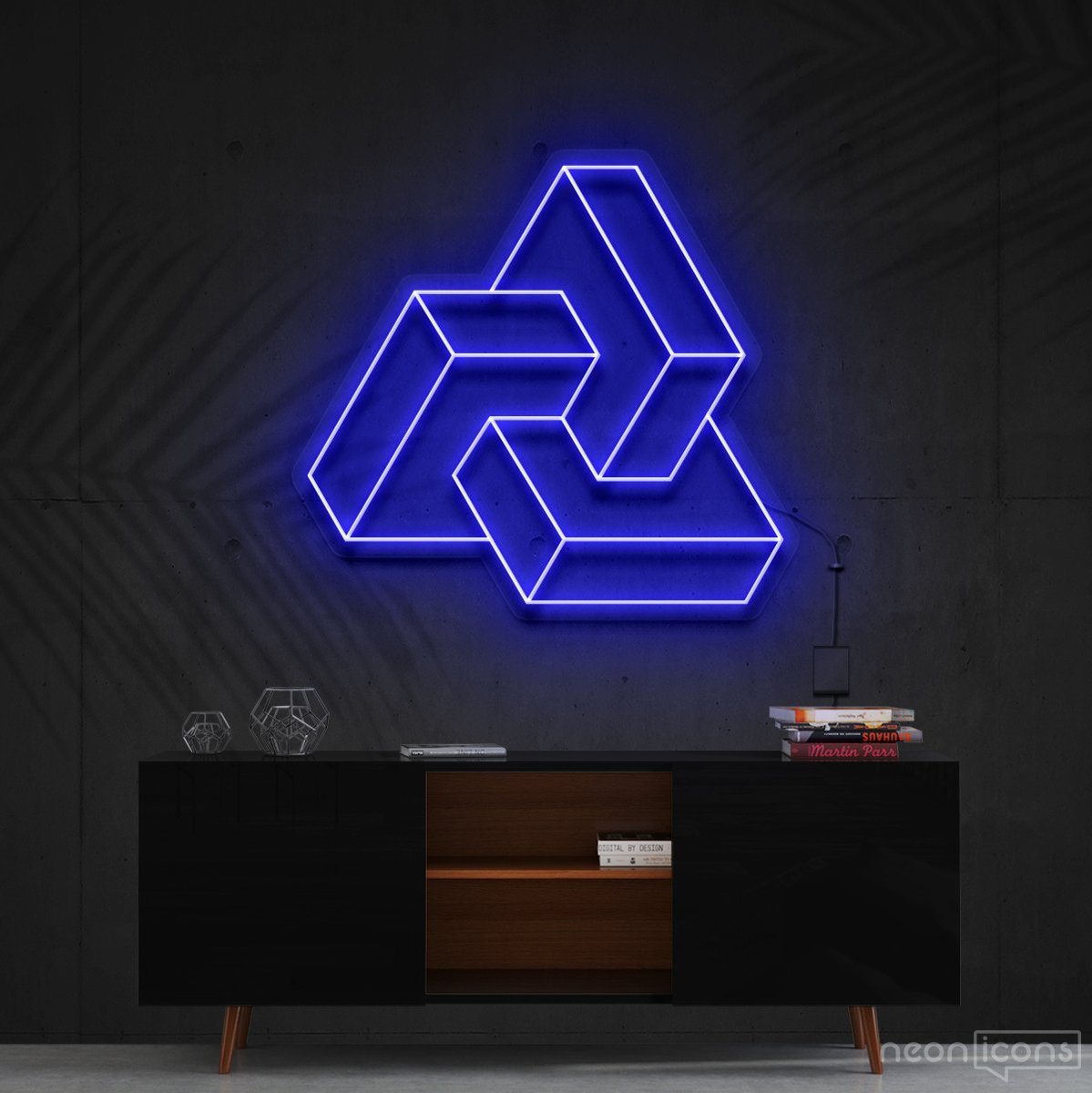 "Interlocking Boxes" Neon Sign 60cm (2ft) / Blue / Cut to Shape by Neon Icons