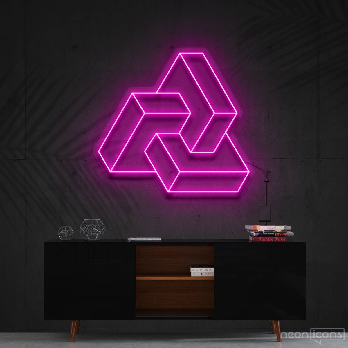 "Interlocking Boxes" Neon Sign 60cm (2ft) / Pink / Cut to Shape by Neon Icons
