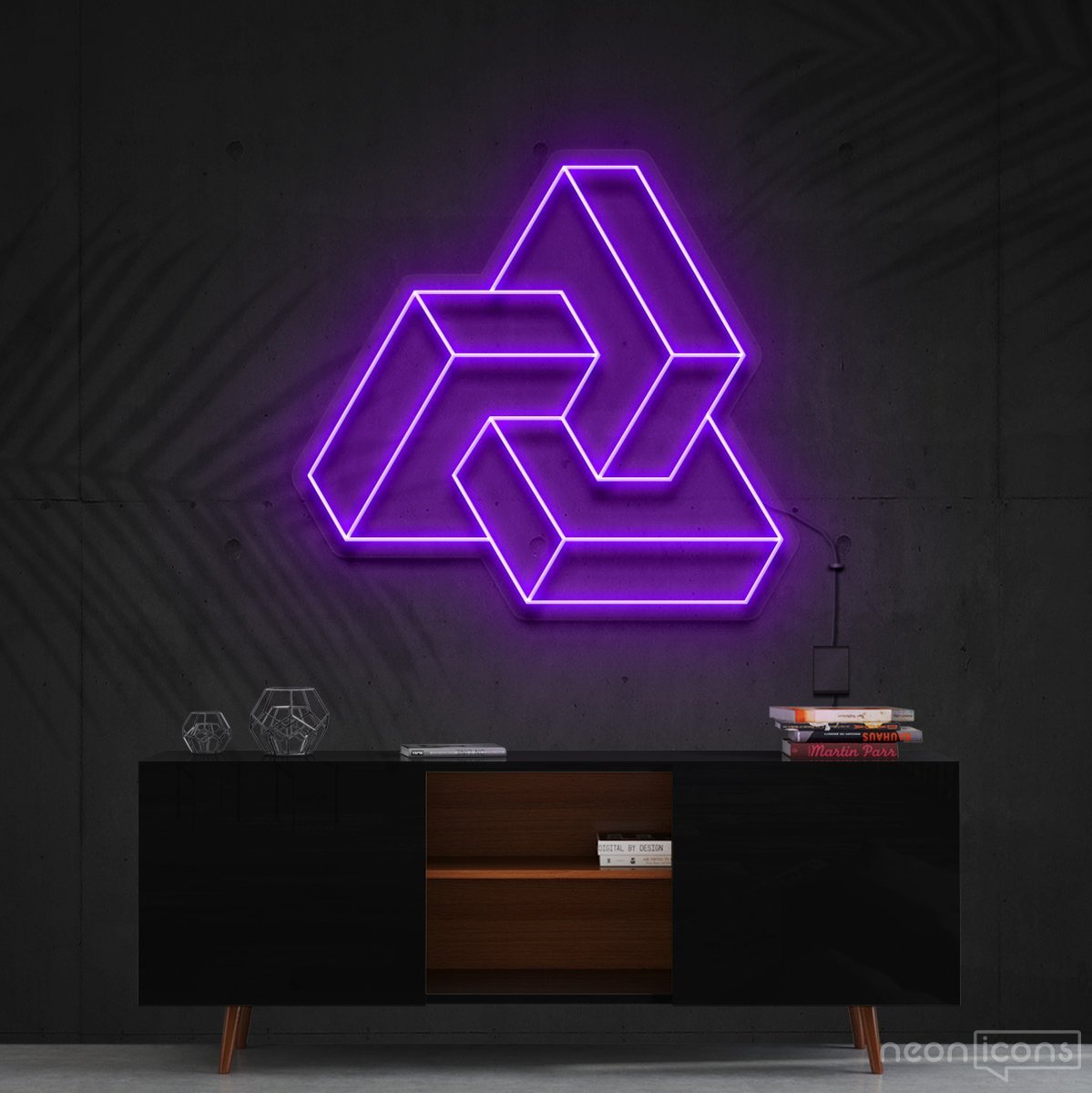 "Interlocking Boxes" Neon Sign 60cm (2ft) / Purple / Cut to Shape by Neon Icons