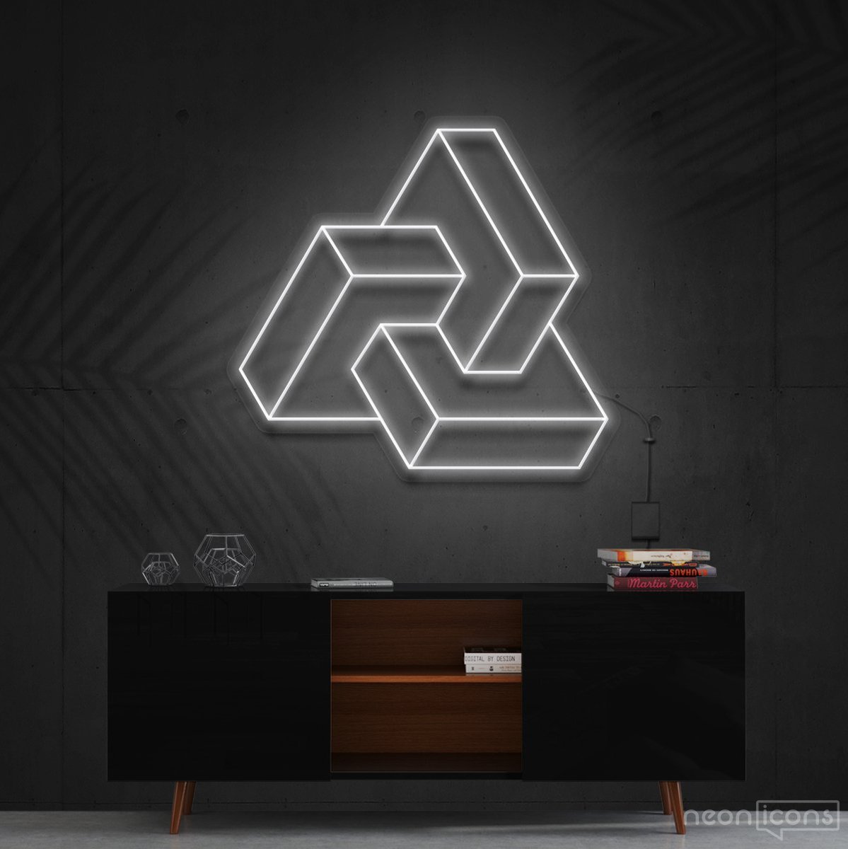 "Interlocking Boxes" Neon Sign 60cm (2ft) / White / Cut to Shape by Neon Icons