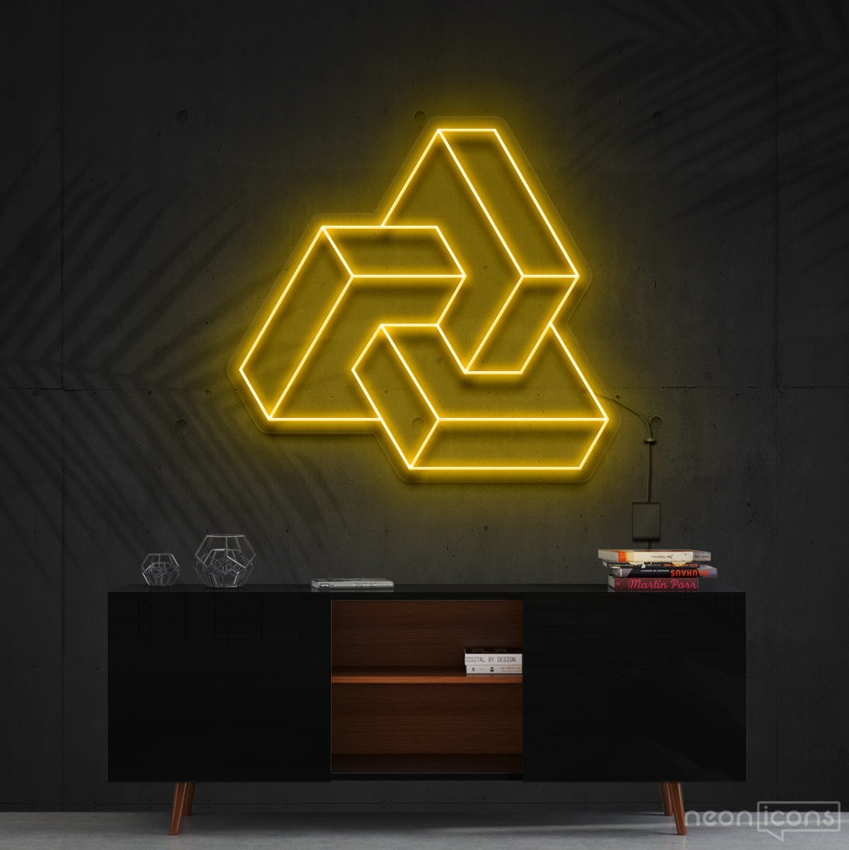 "Interlocking Boxes" Neon Sign 60cm (2ft) / Yellow / Cut to Shape by Neon Icons