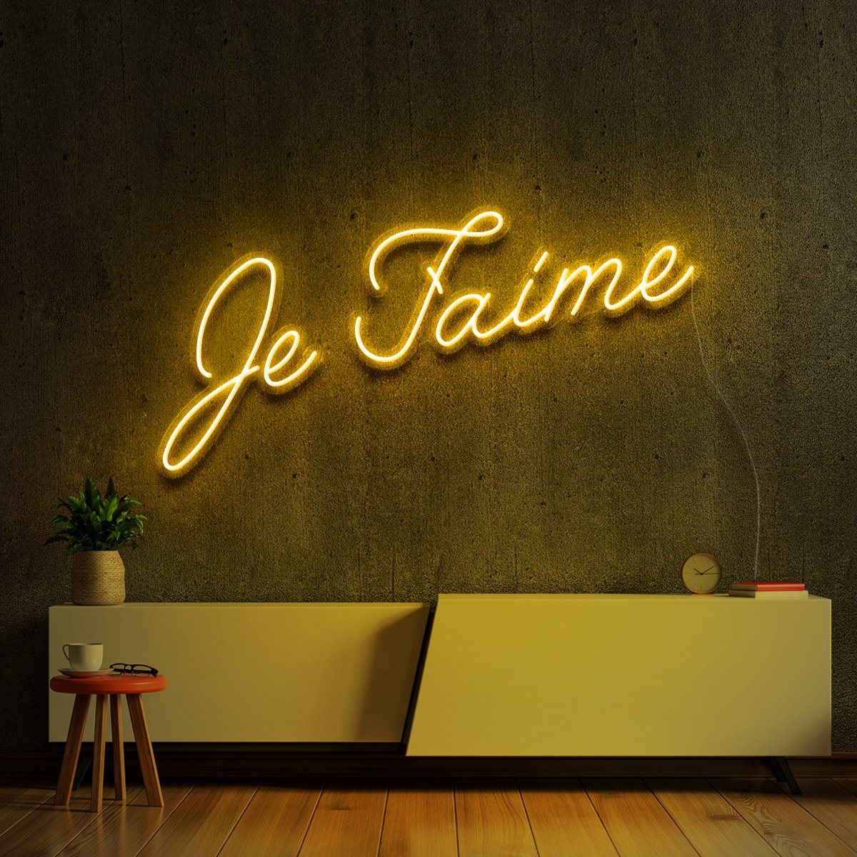 "Je T'aime (I Love You)" Neon Sign 60cm (2ft) / Yellow / LED Neon by Neon Icons