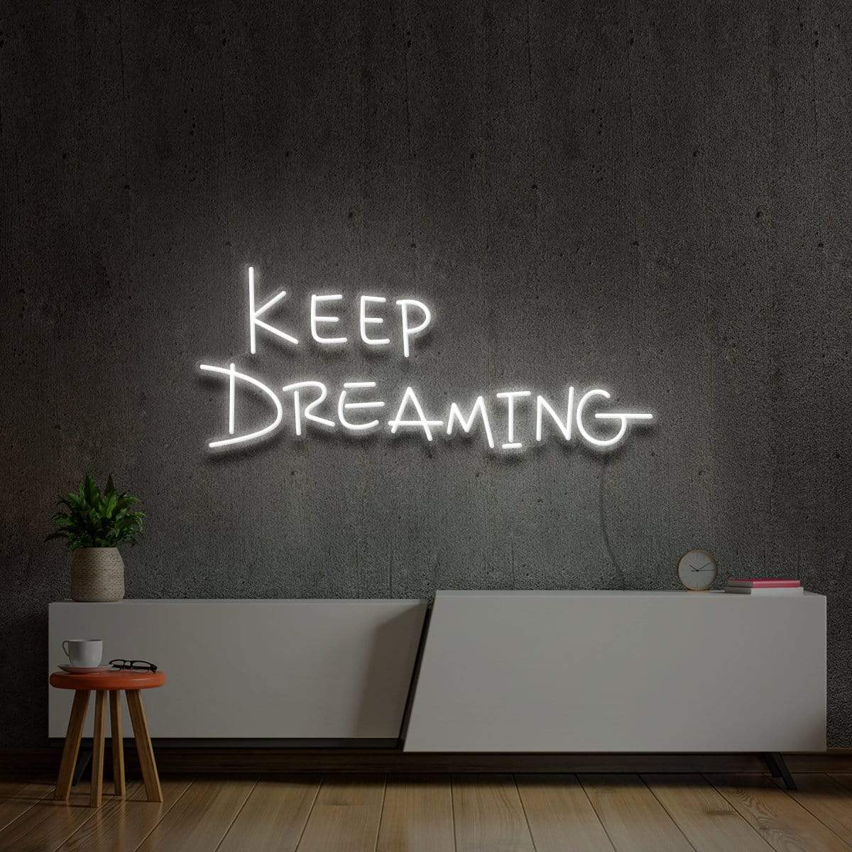 "Keep Dreaming" Neon Sign 60cm (2ft) / White / LED Neon by Neon Icons