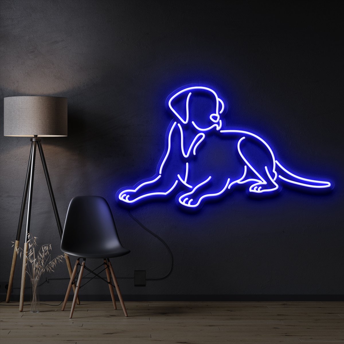 "Labrador retriever" Pet Neon Sign 60cm / Blue / Cut to Shape by Neon Icons