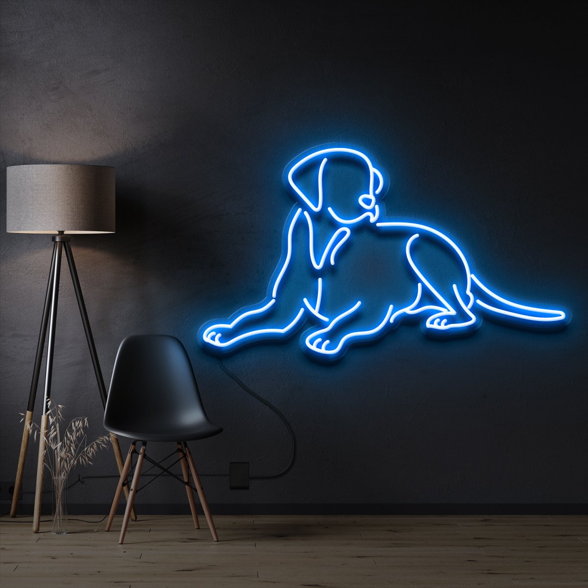 "Labrador retriever" Pet Neon Sign 60cm / Ice Blue / Cut to Shape by Neon Icons
