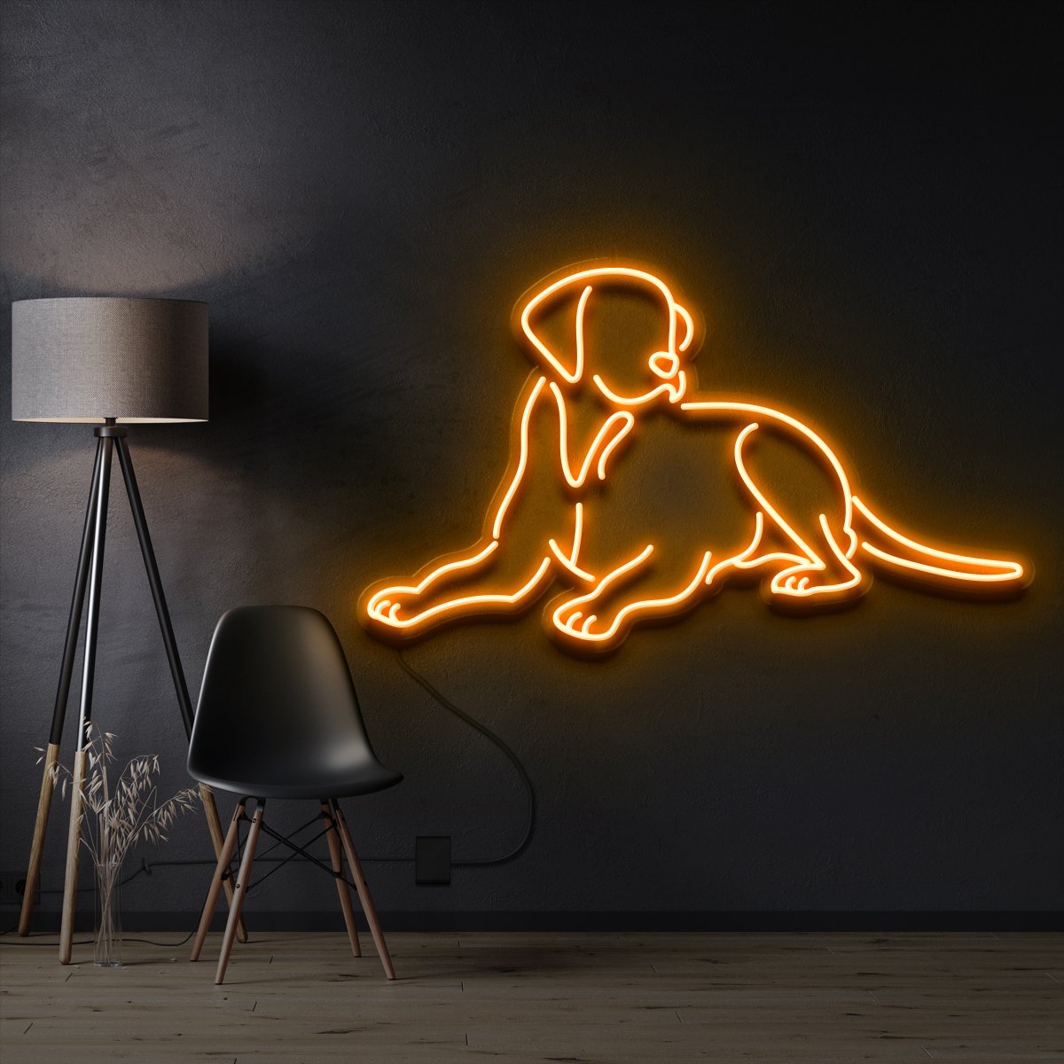 "Labrador retriever" Pet Neon Sign 60cm / Orange / Cut to Shape by Neon Icons